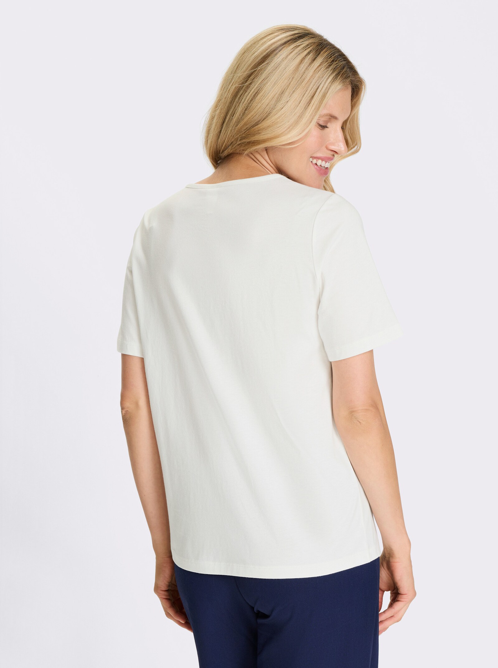 Kanten shirt van puur katoen - ecru