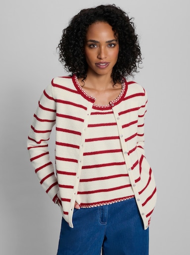 heine Twin-Set - ecru-rot-gestreift
