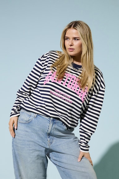 ONLY CARMAKOMA Langarmshirt - navy blazer stripes:cloud dancer