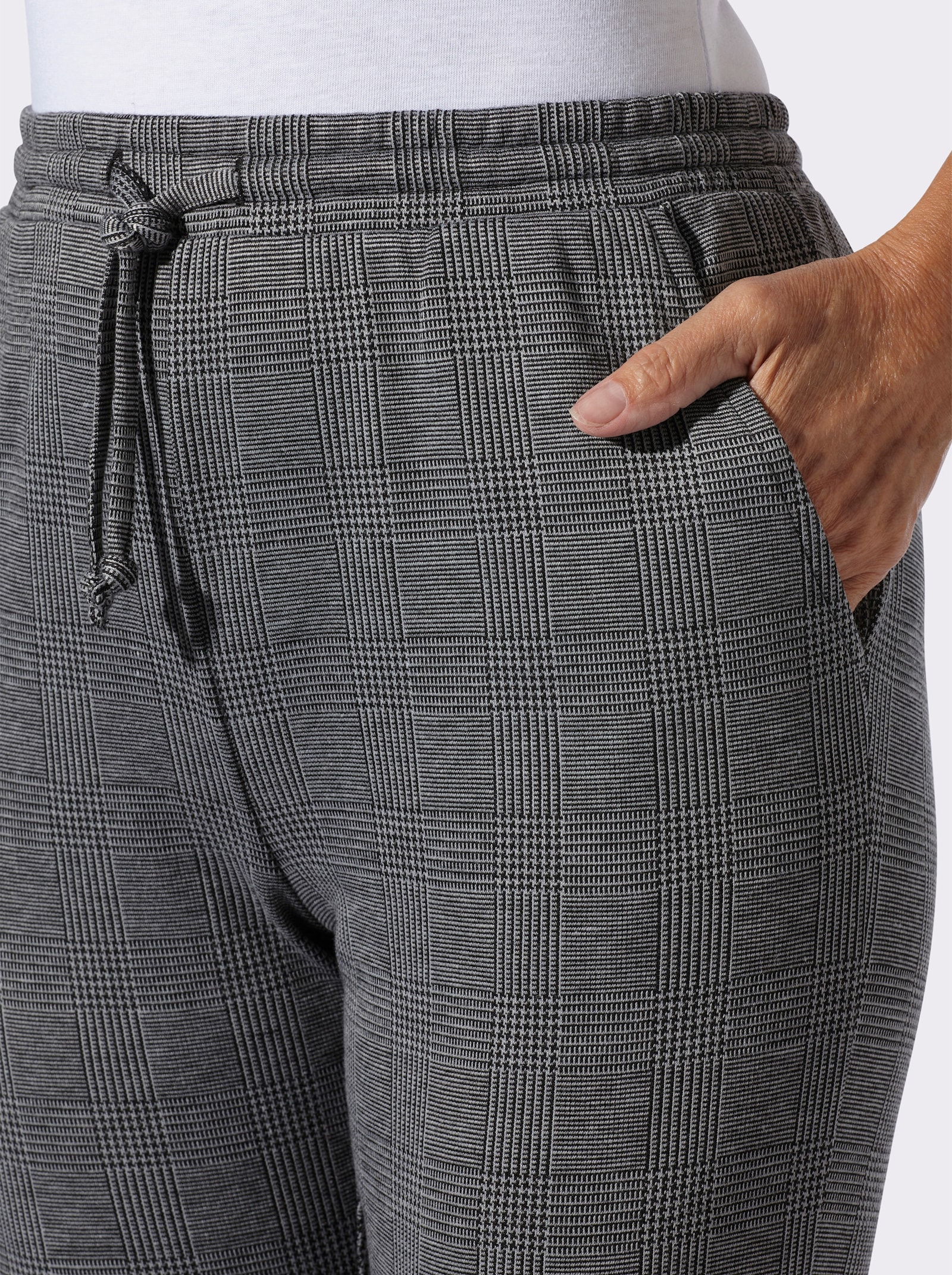 Jerseyhose - schwarz-steingrau Glencheck