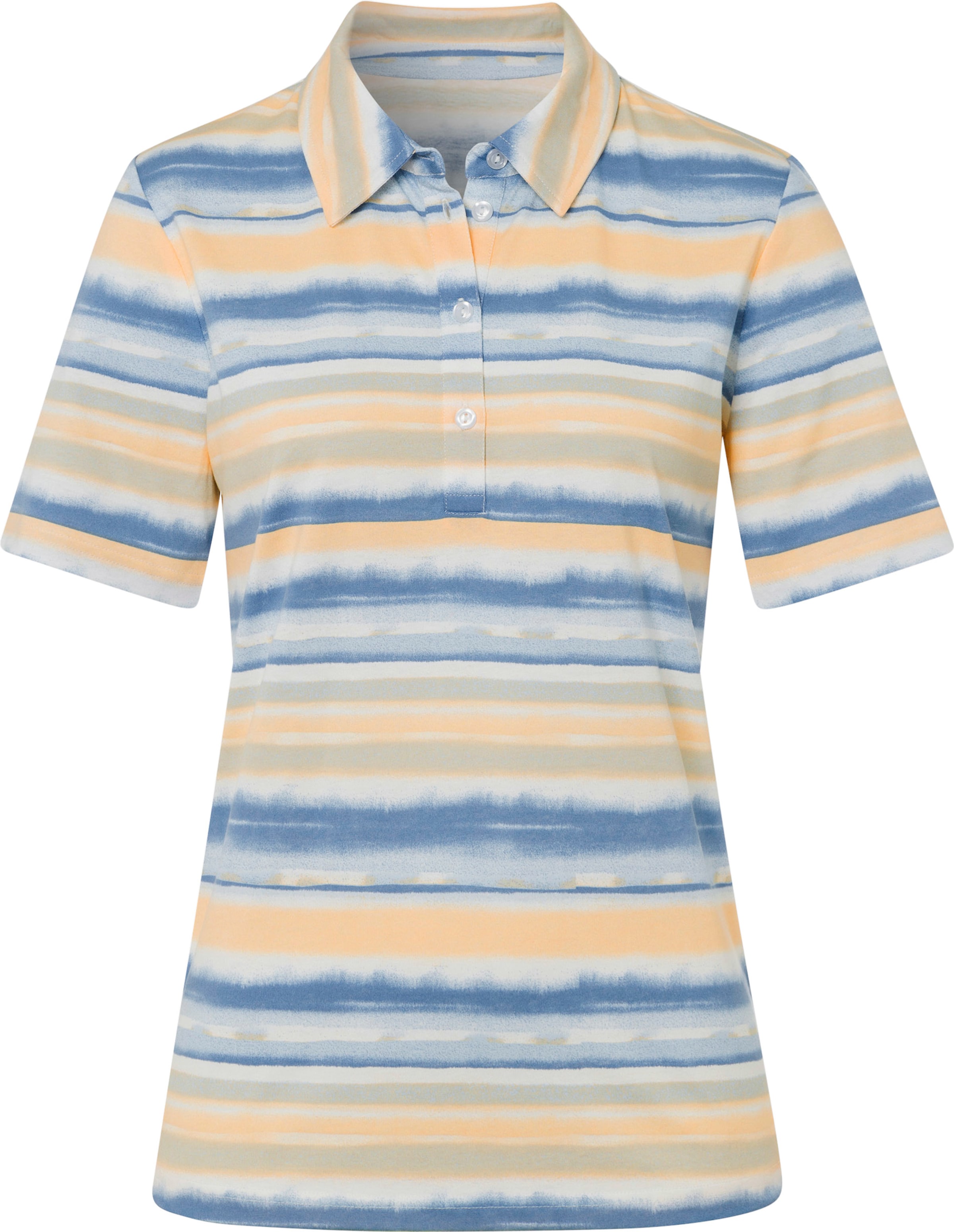 Your Look... for less! Dames Poloshirt ijsblauw/apricot gestreept Maat