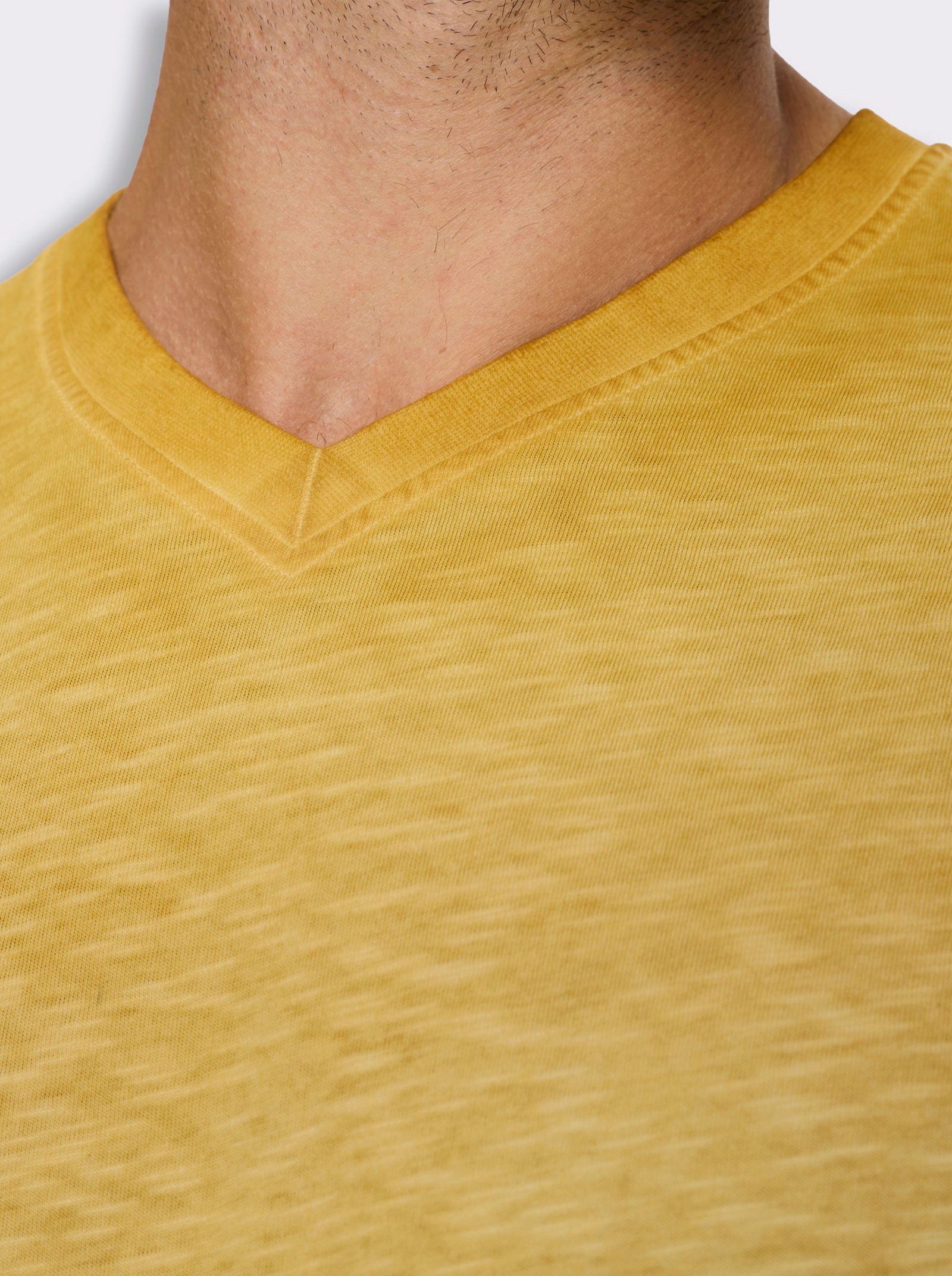 Kurzarmshirt aus reiner Baumwolle - ocker