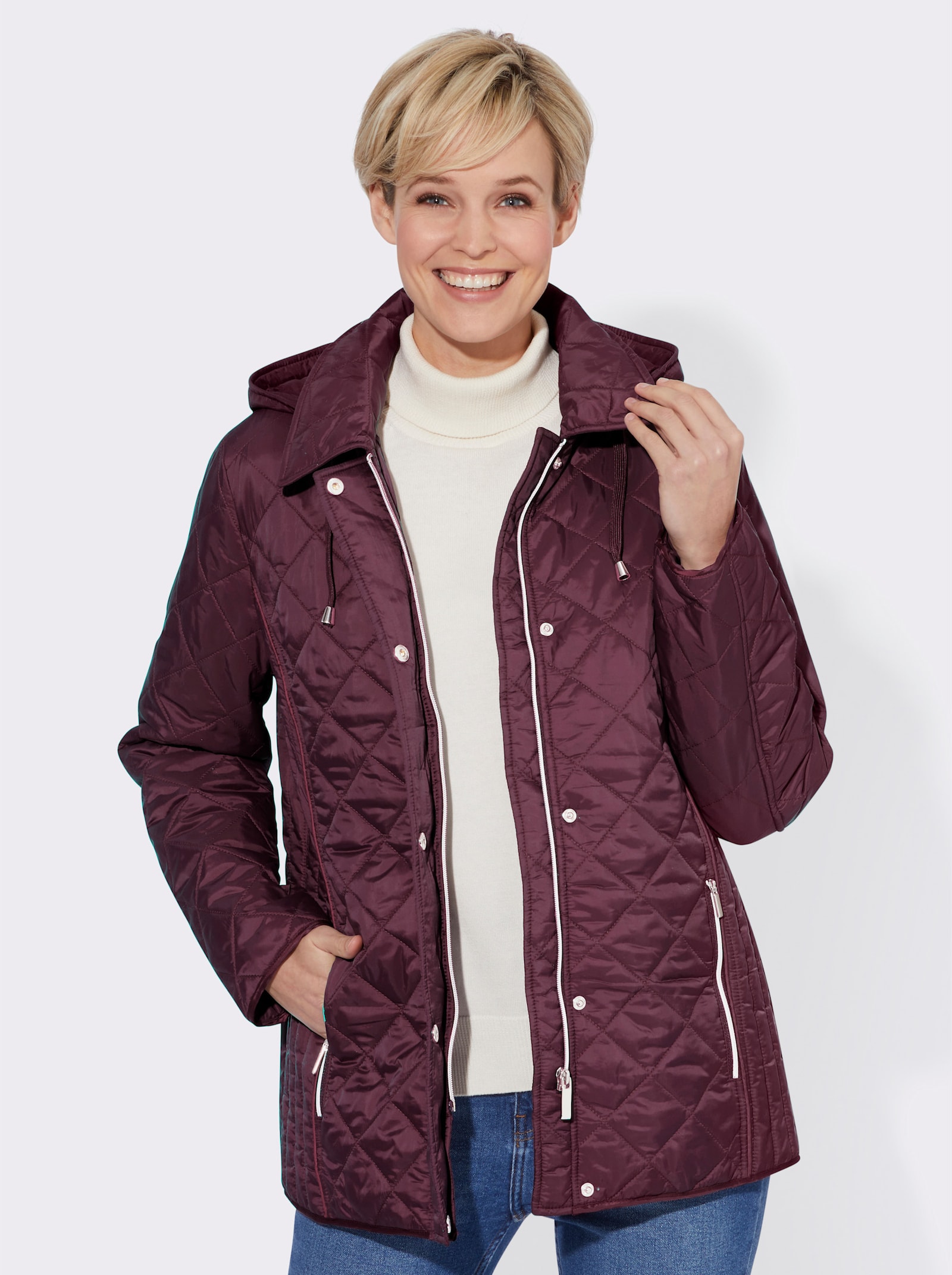 Winterjacke mit Schlingenknopf-Verschluss - burgund