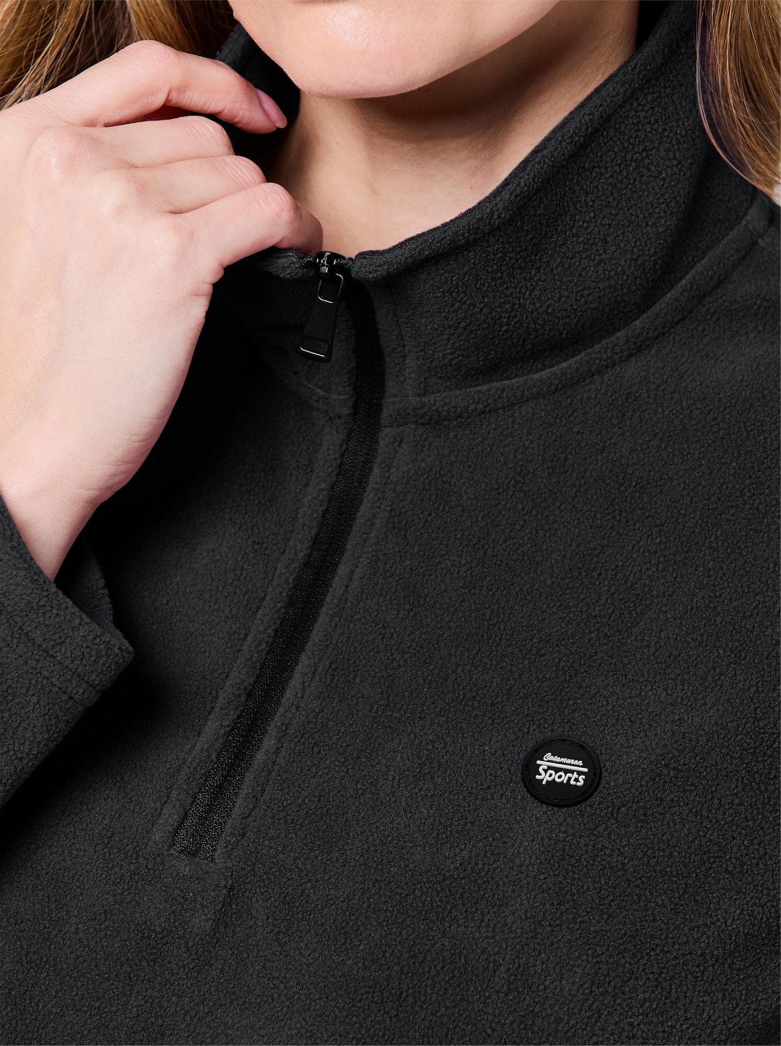 Catamaran Sports Fleeceshirt mit 2 Leistentaschen - schwarz