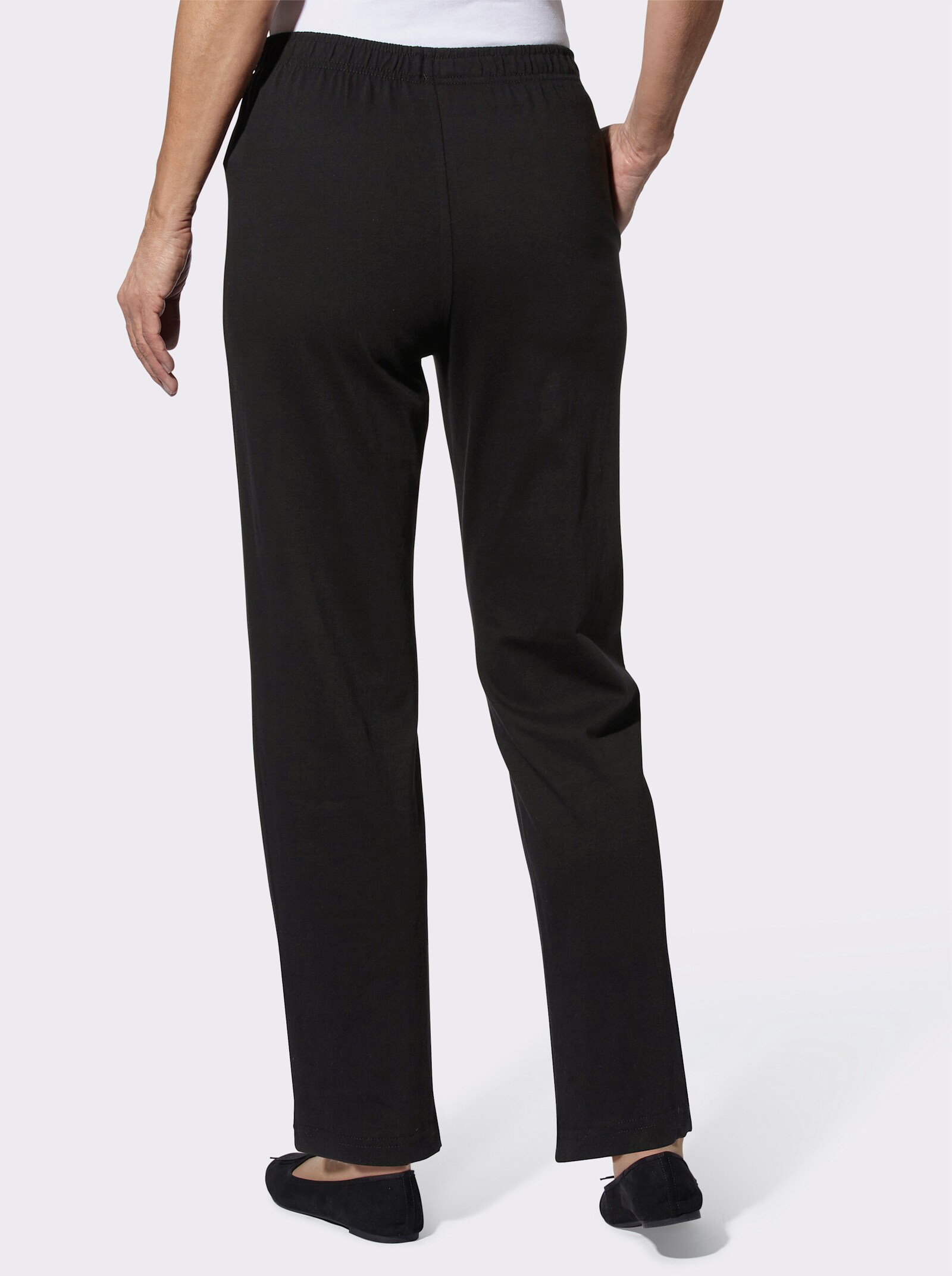 Freizeithose mit Rundum-Dehnbund - schwarz + schwarz-bedruckt