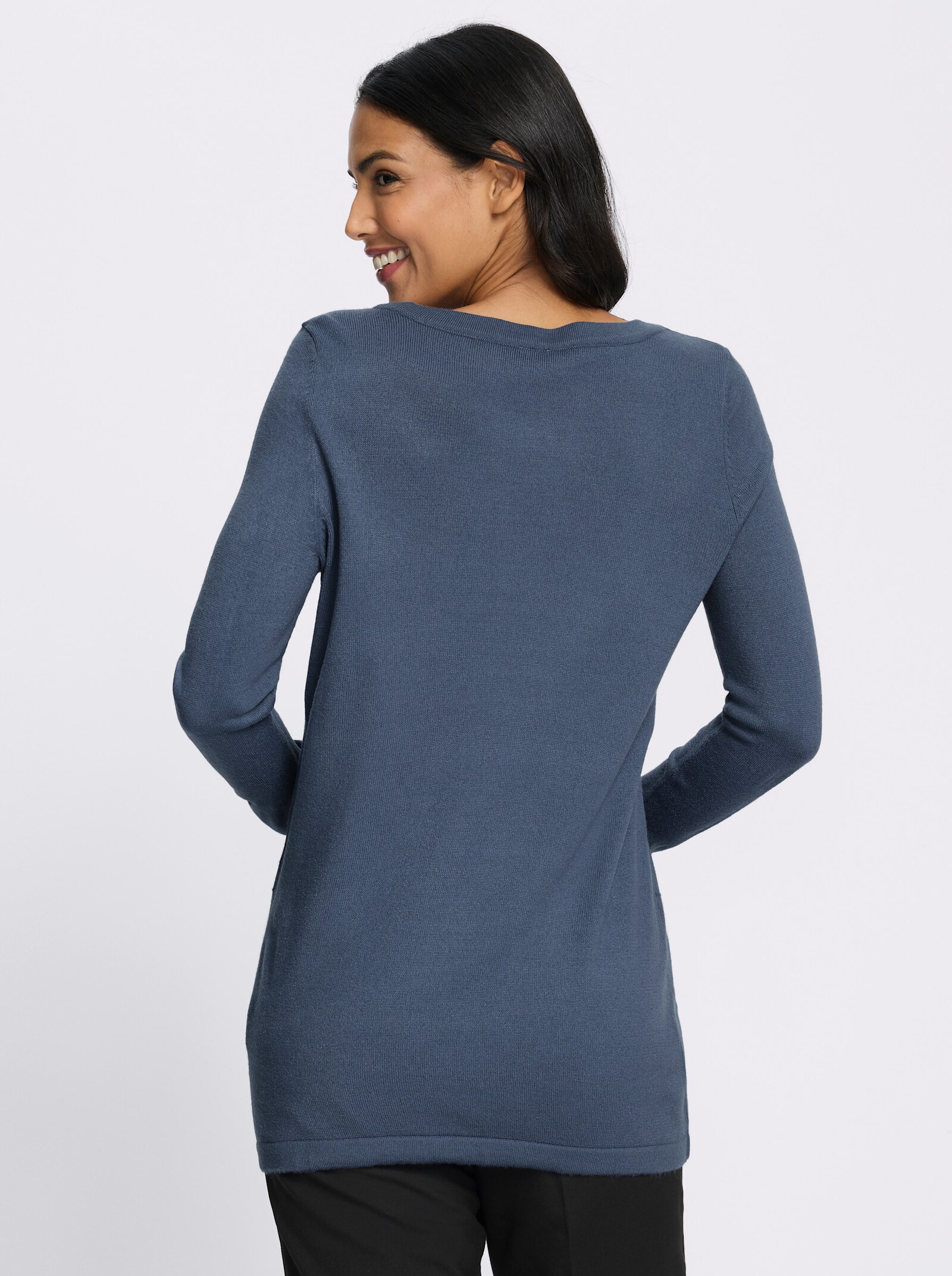 Longpullover in leichter A-Form - rauchblau