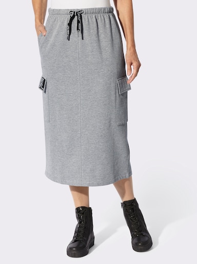 Sweatrock mit aufgesetzten Pattentaschen - grau-meliert