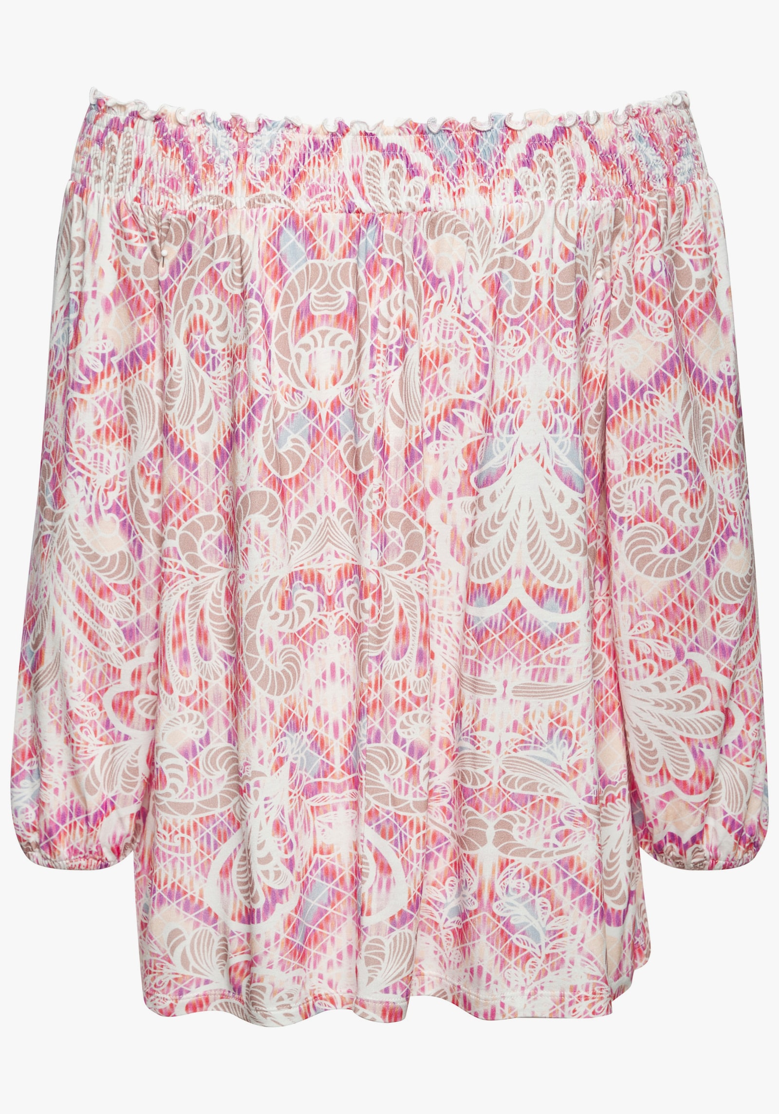 Buffalo Carmenshirt - creme-pink bedruckt
