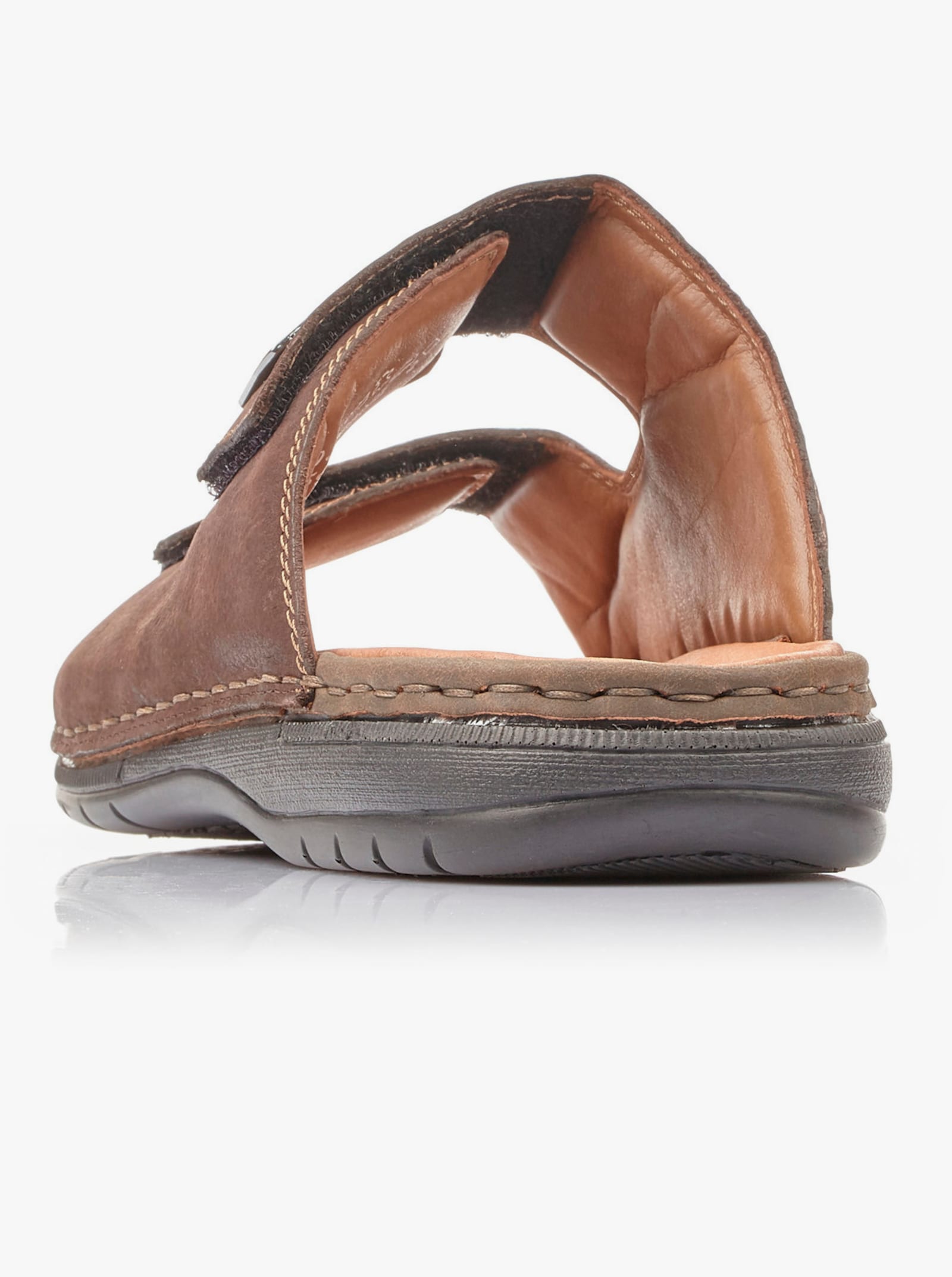 Rieker Pantolette mit Klettverschlüssen, Leder - braun