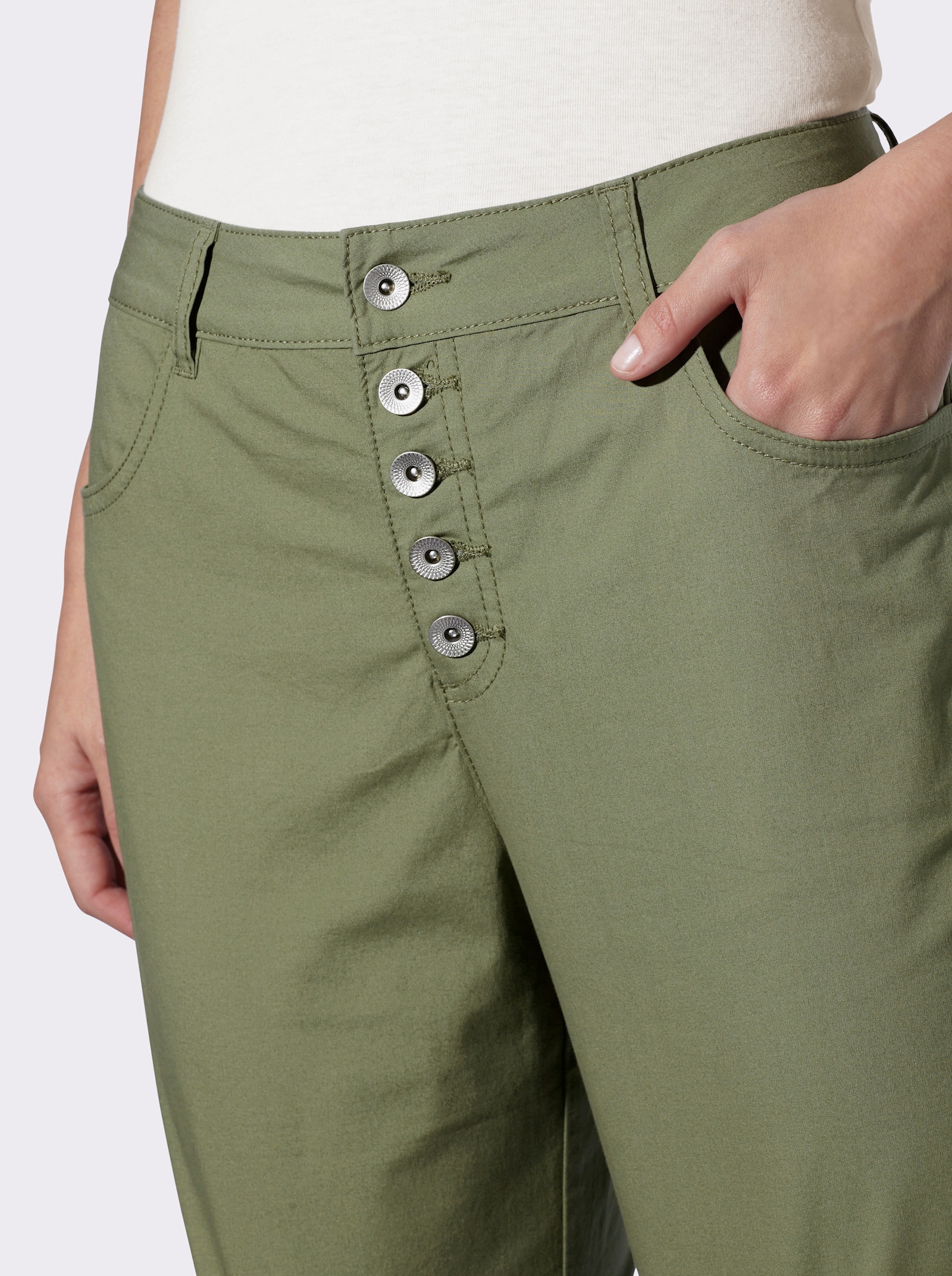 heine Jeansshort mit sichtbarer Knopfleiste - khaki