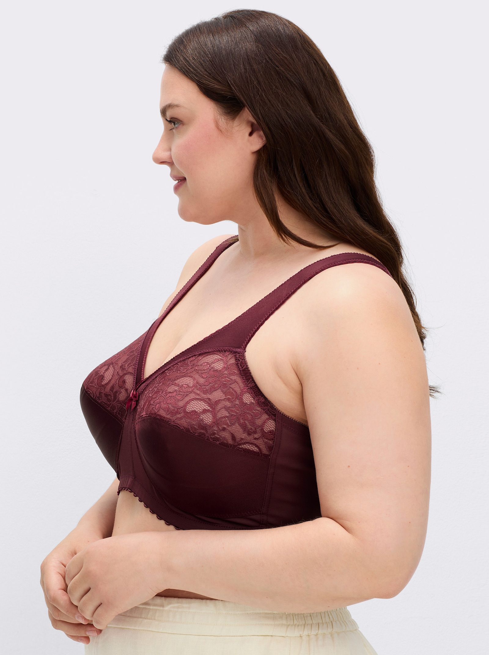 Glamorise Entlastungs-BH ohne Bügel mit Stütze - bordeaux