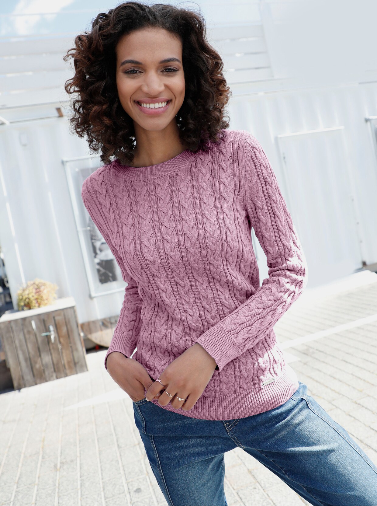 Pull en tricot - vieux rose