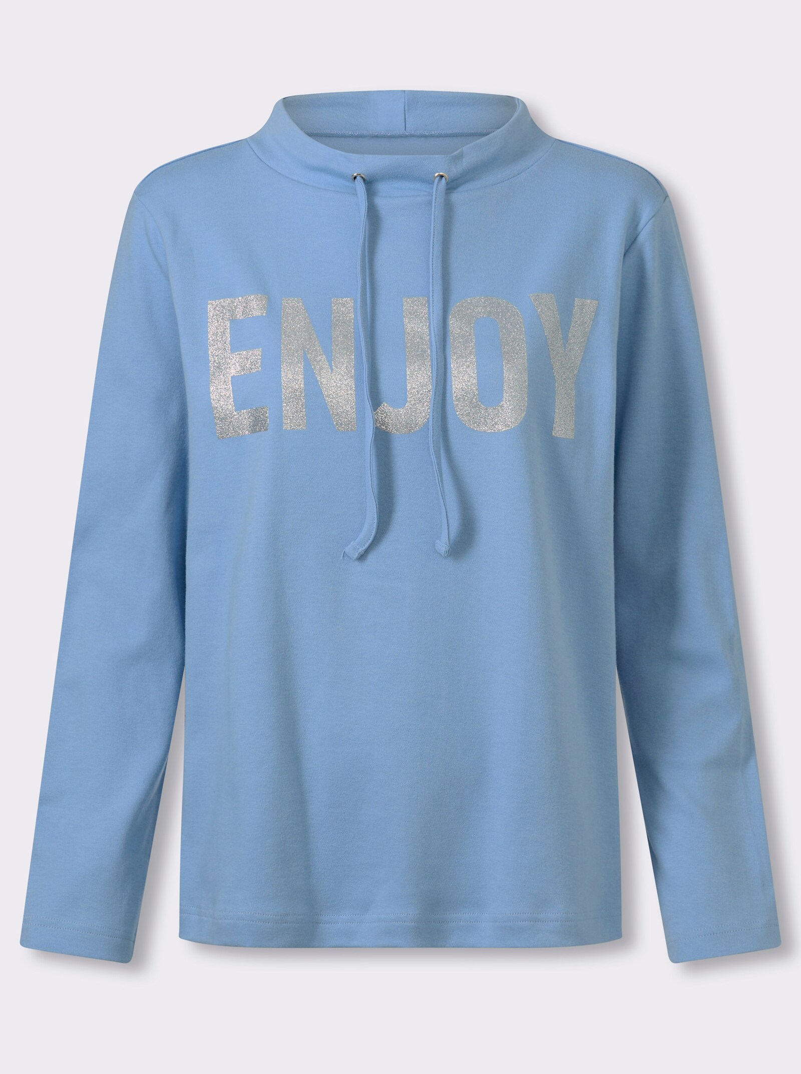 Sweatshirt mit platziertem Glitzer-Druck - himmelblau