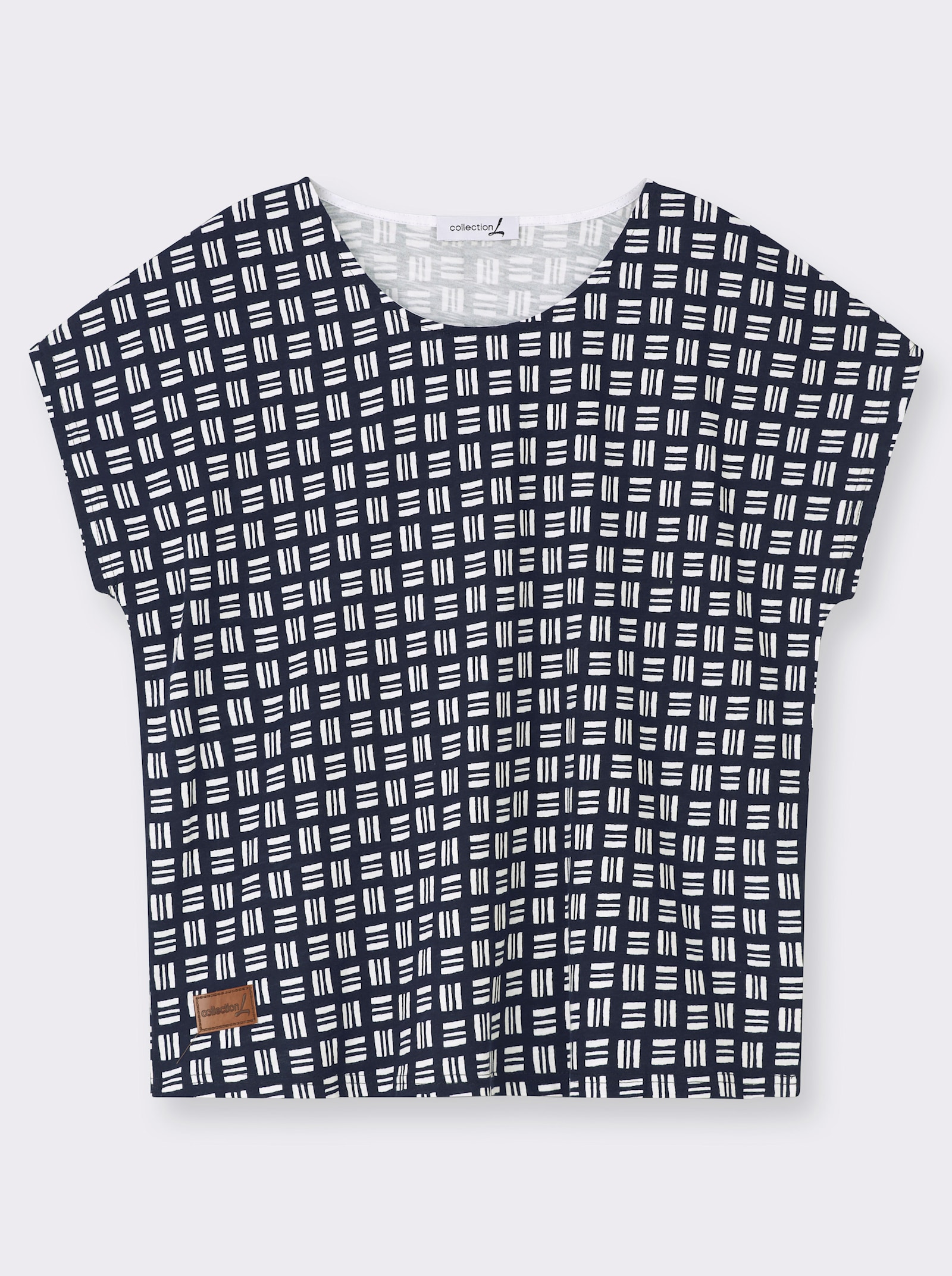 Print-Shirt aus reiner Baumwolle - marine-ecru-bedruckt