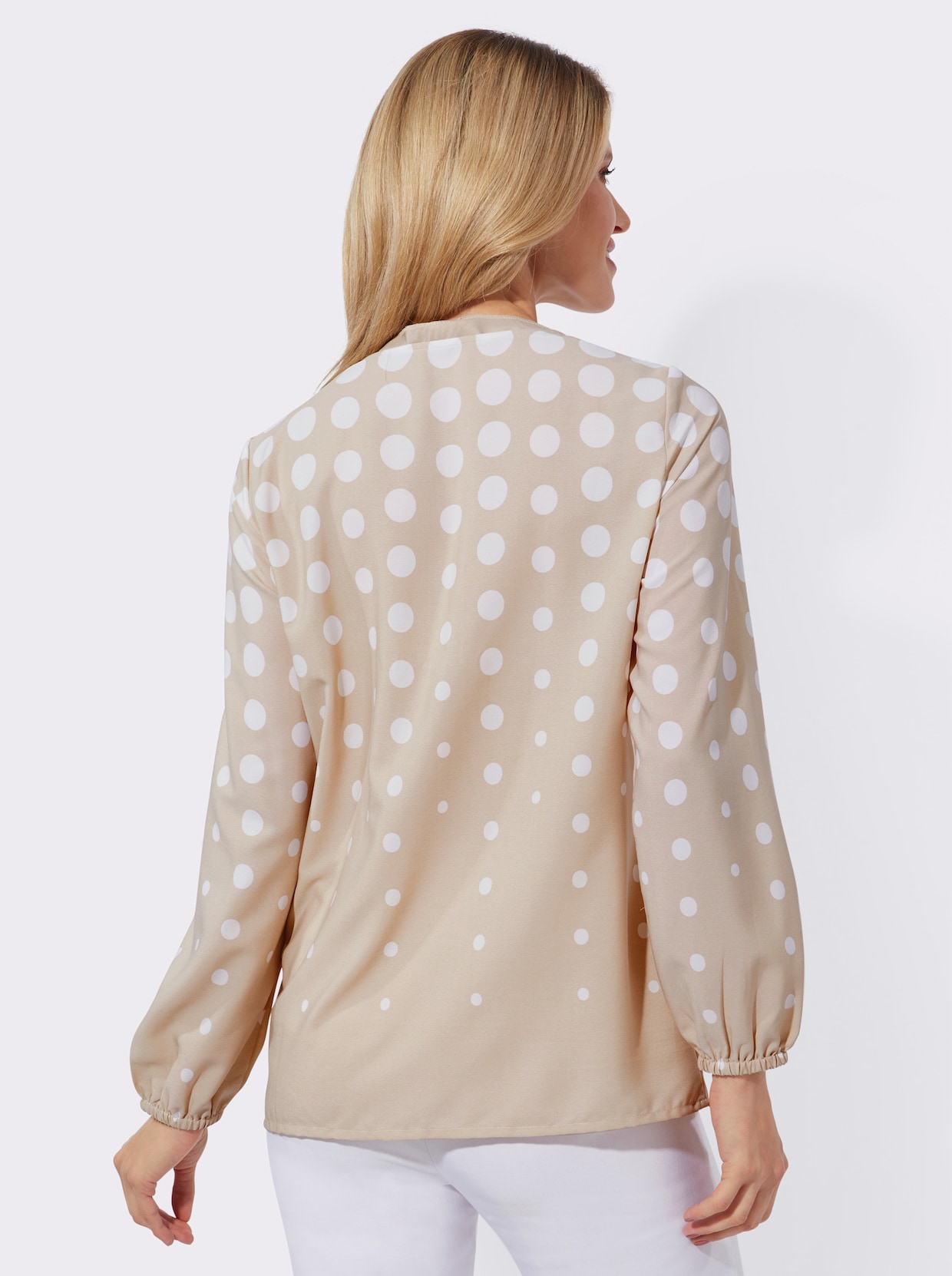 Comfortabele blouse - beige/ecru bedrukt