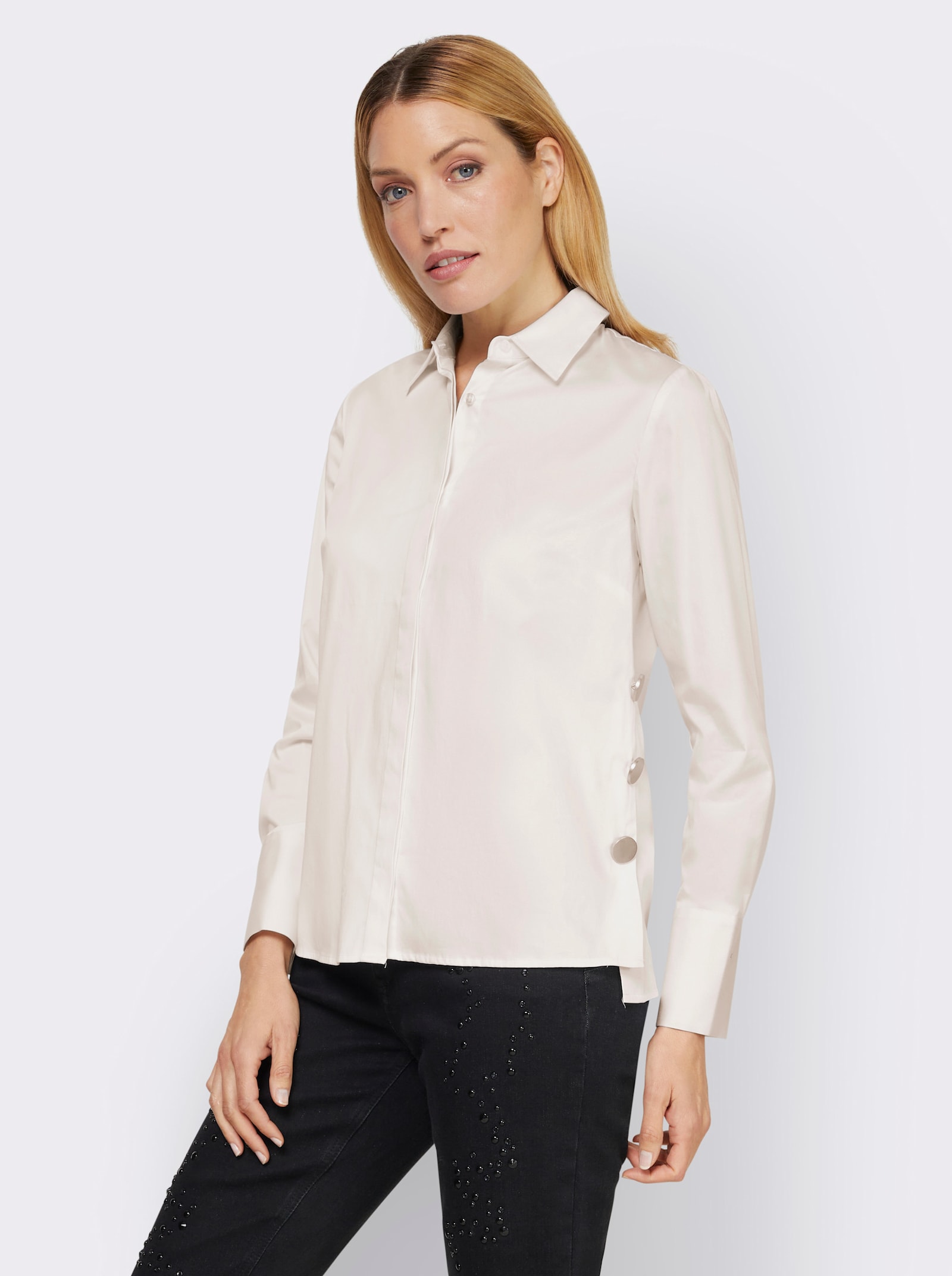 heine Chemisier avec boutons décoratifs - écru