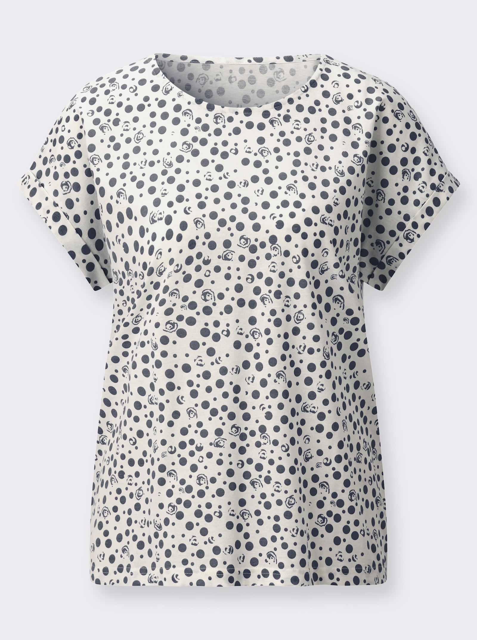 Print-Shirt aus reiner Baumwolle - marine-ecru-bedruckt