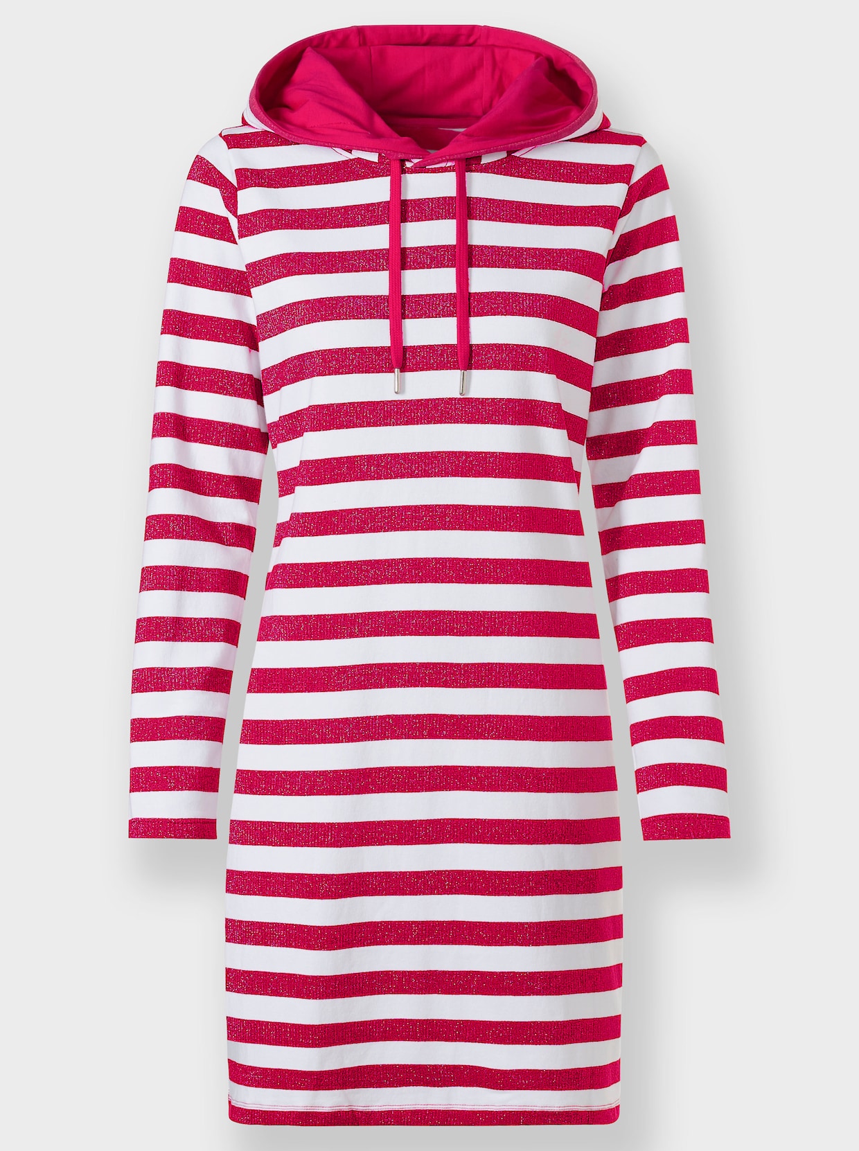 heine Robe en matière sweat - fuchsia-blanc à rayures