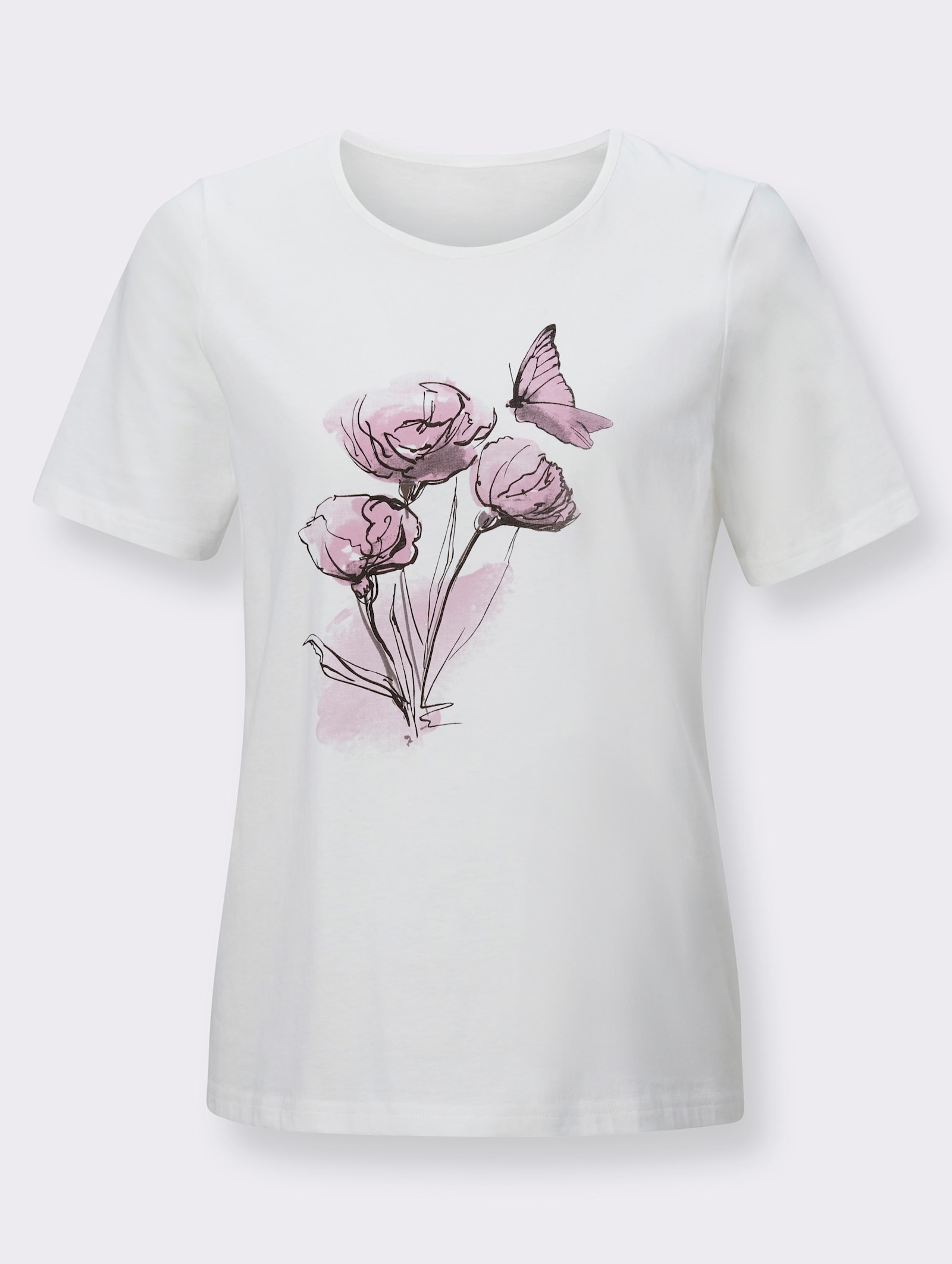 Kurzarmshirt mit platziertem Druck-Motiv - altrosé-bedruckt