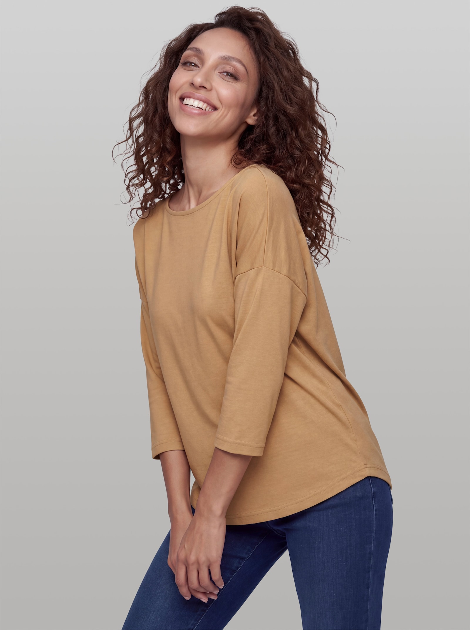 heine 3/4-Arm-Shirt mit Leinen - camel