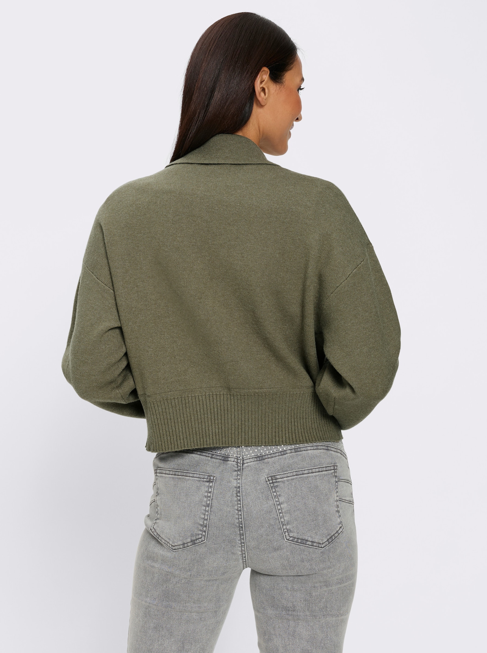 heine Vest met dubbele rij knopen - kaki gemêleerd