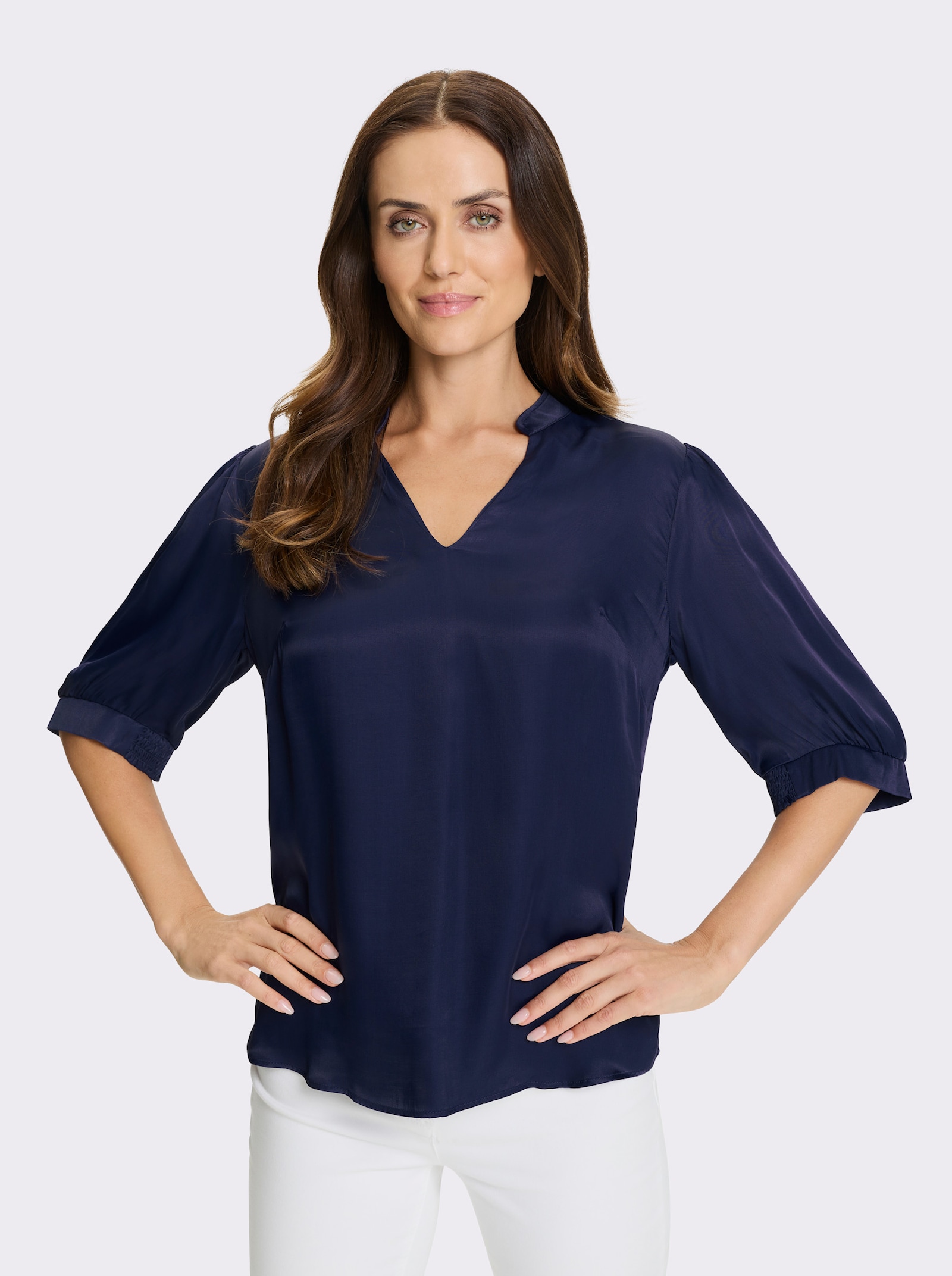 heine Kurzarm-Bluse - marine