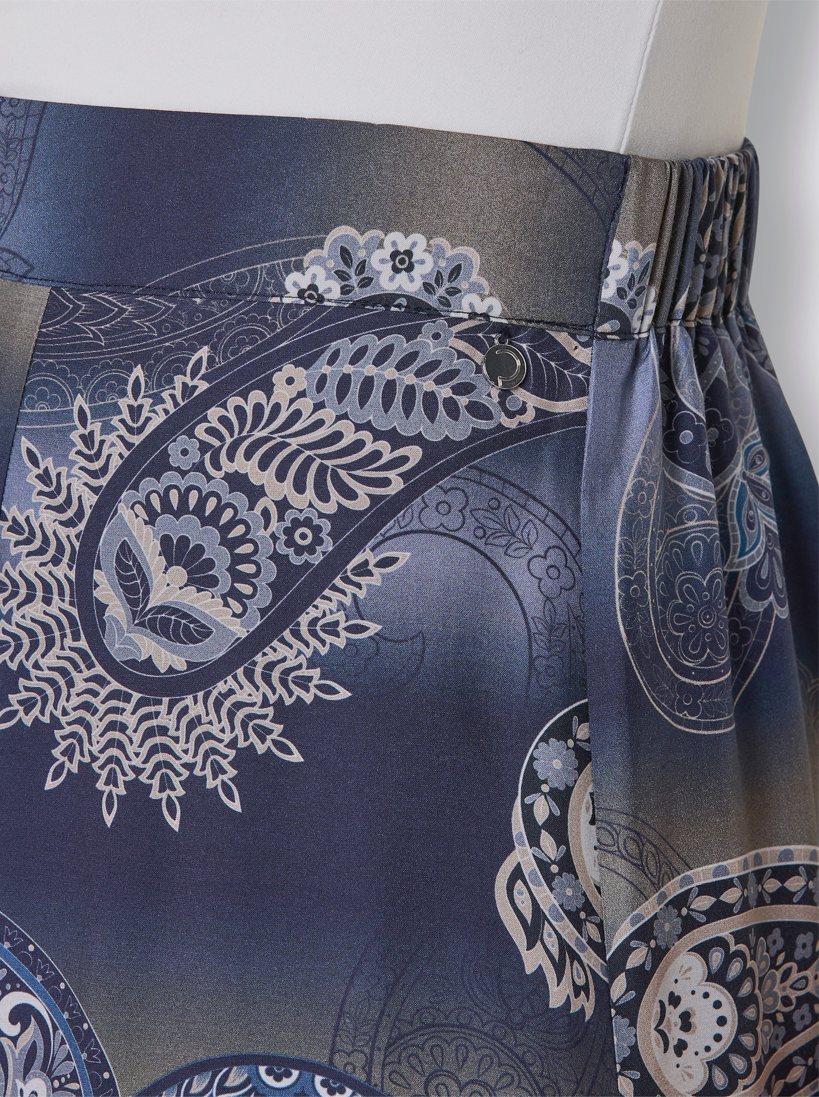 CREATION L PREMIUM Bahnenrock mit 30% Seide - marine-ecru-bedruckt