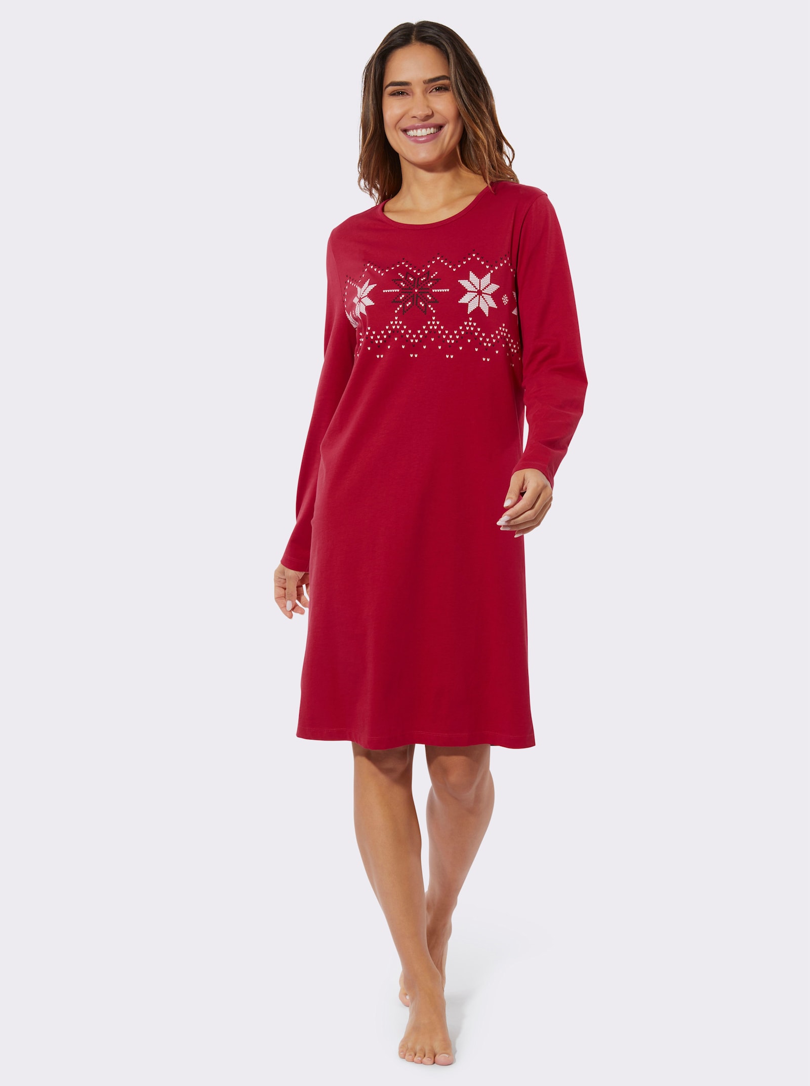 Nattlinne med norskt motiv - röd-gräddvit