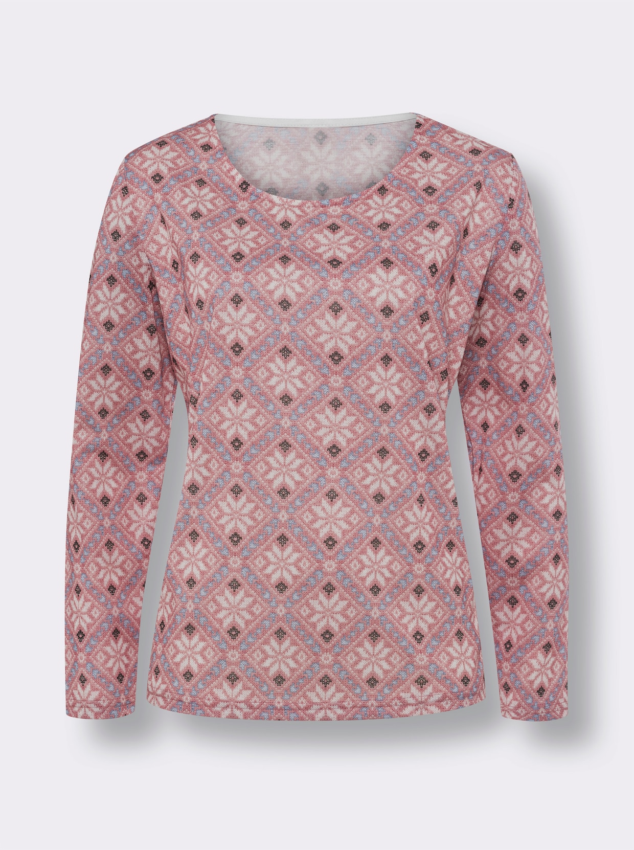 Shirt met lange mouwen - rozenhout/ecru bedrukt