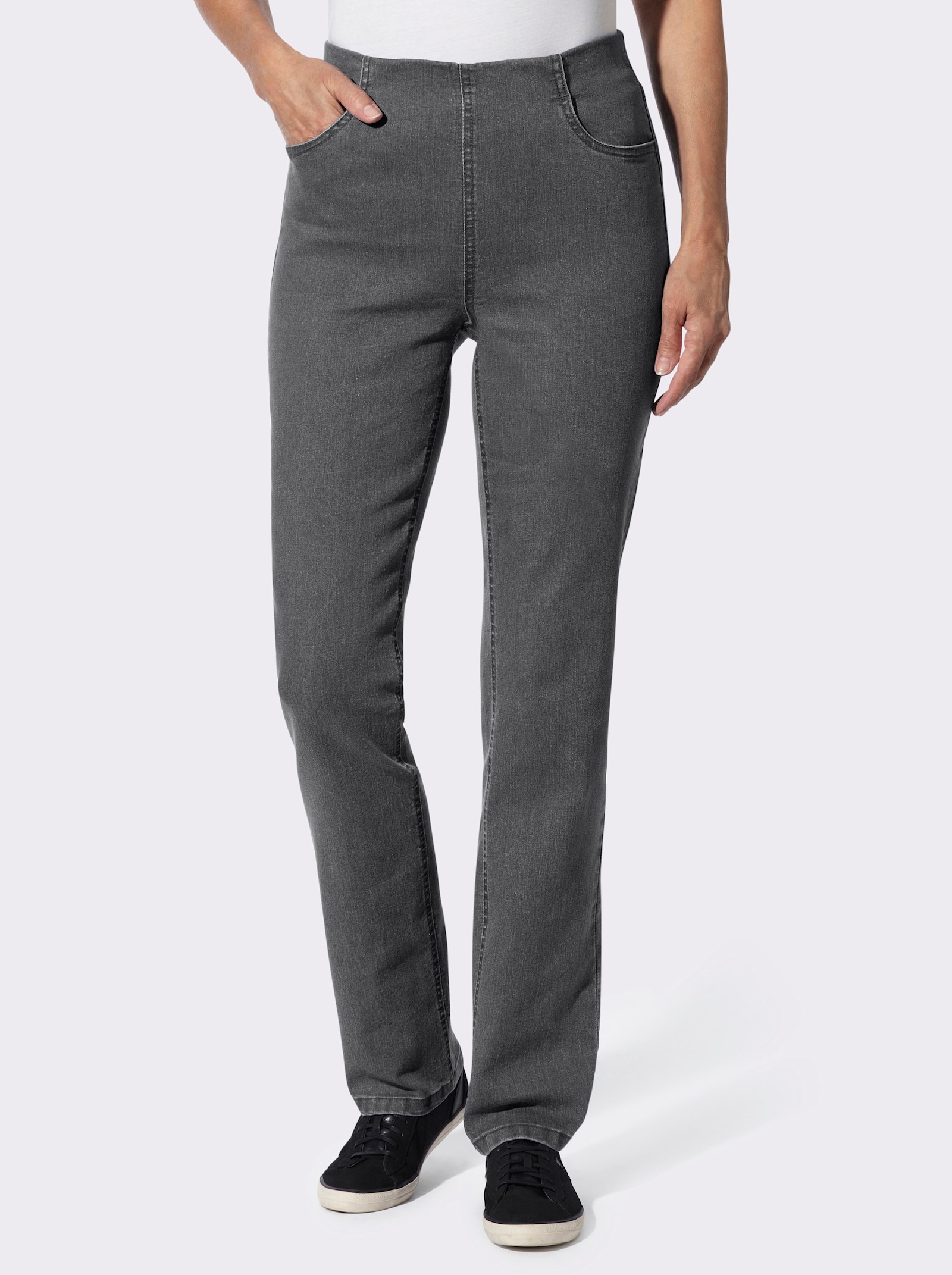 Jeans mit Teilungsnähten hinten - grey-denim