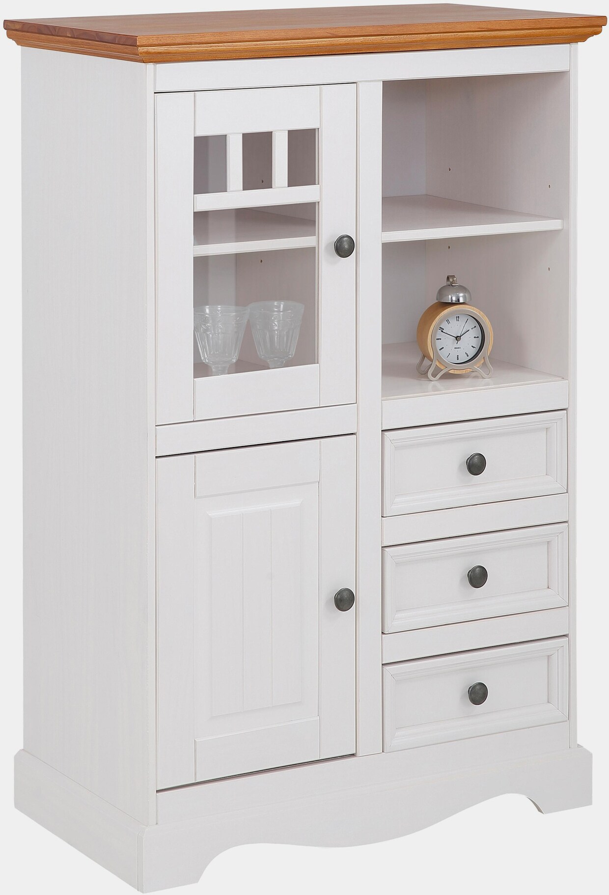 Home affaire Highboard - weiß/honigfarben