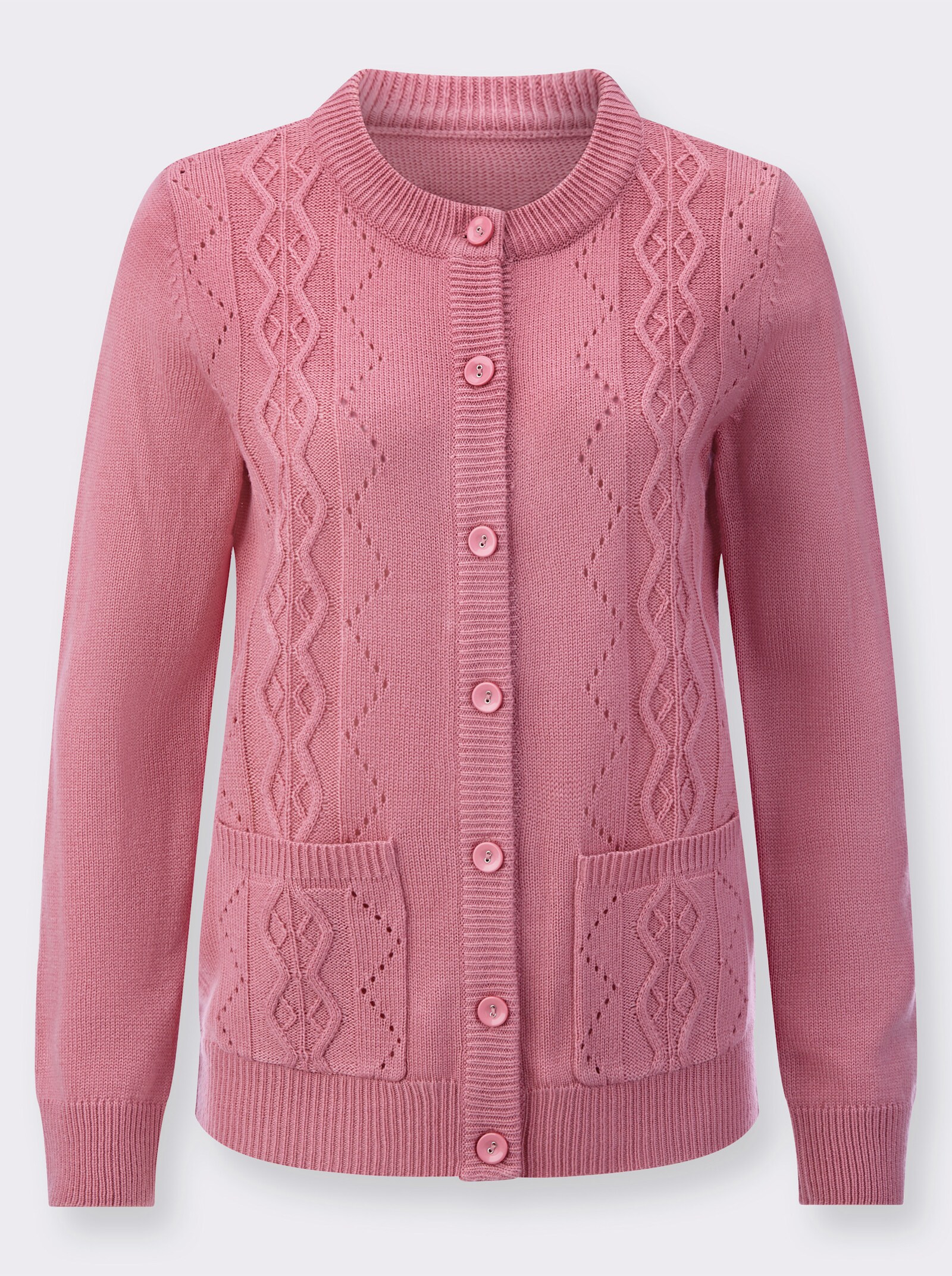 Strickjacke mit Ajourmuster - altrosa