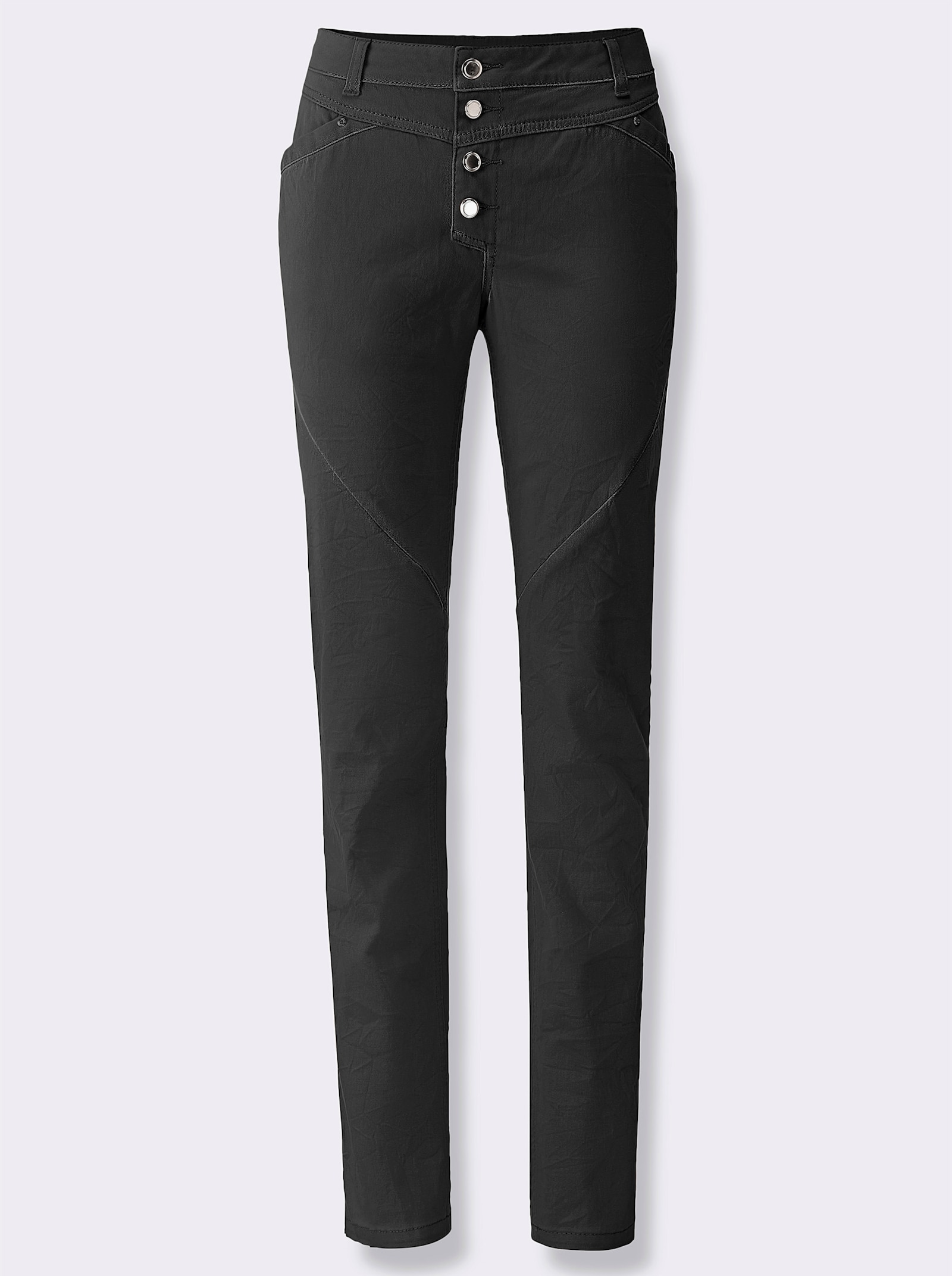Jeans mit Knopfleiste statt Reißverschluss - schwarz