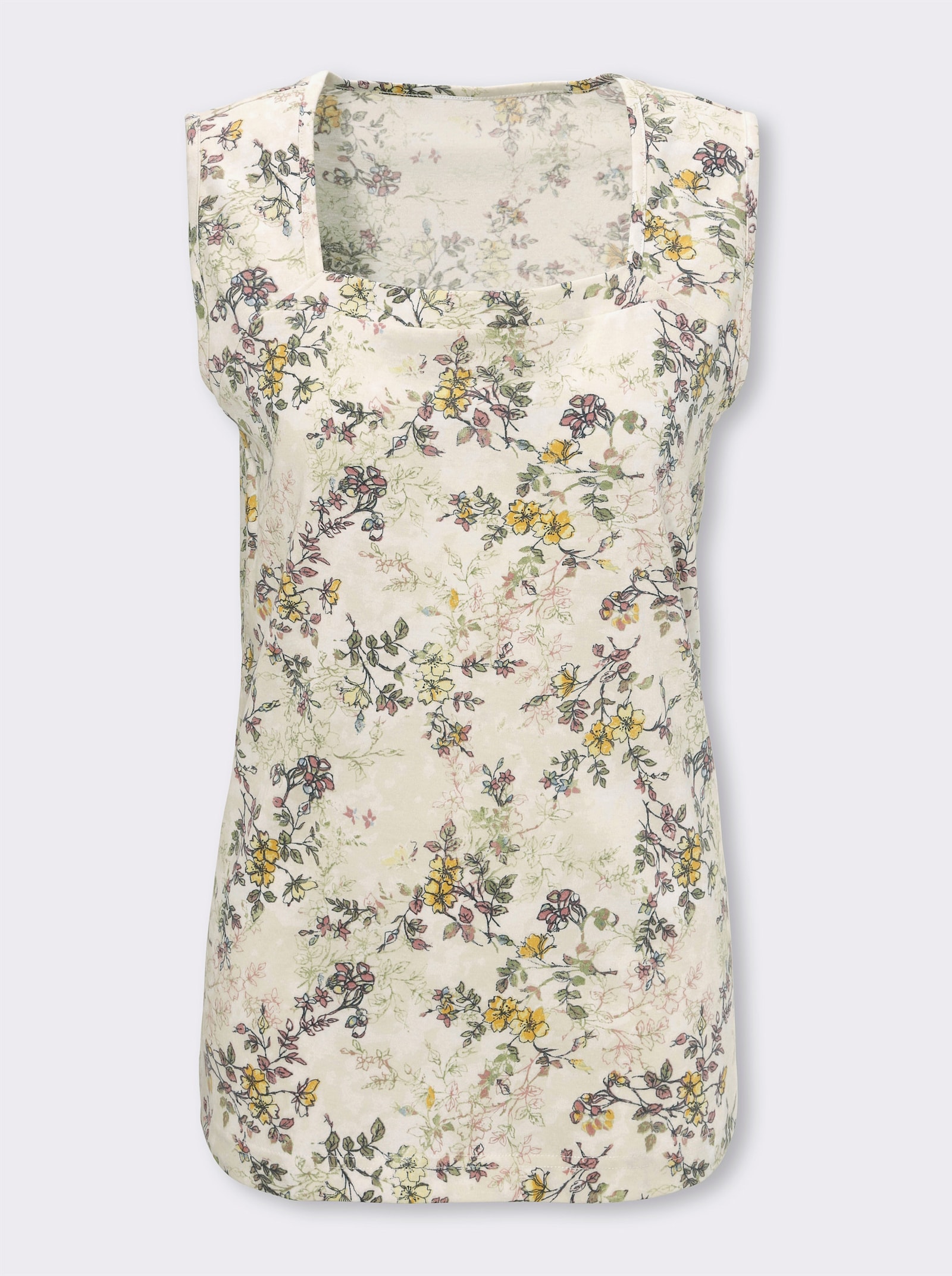 Shirttop mit Karree-Ausschnitt - champagner-bedruckt