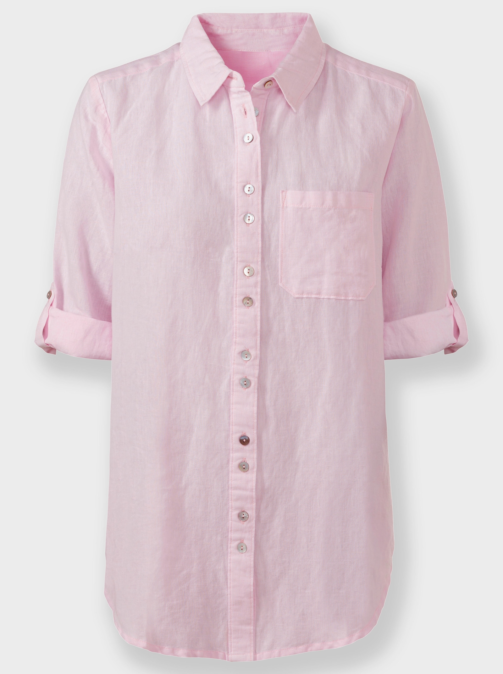 heine Hemdbluse im Baumwoll-Leinen-Mix - hellrosé