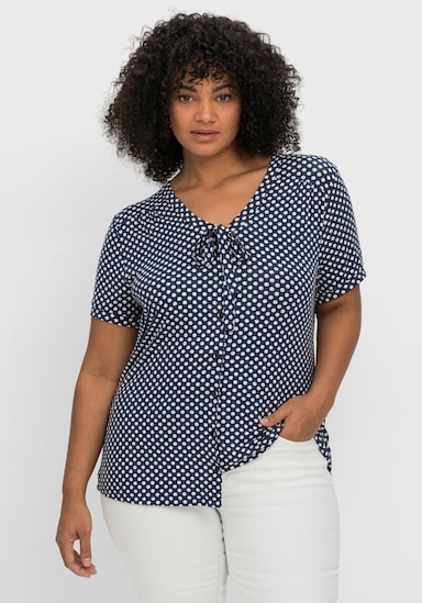 sheego by Joe Browns Shirt mit Punktedruck - marine-gemustert