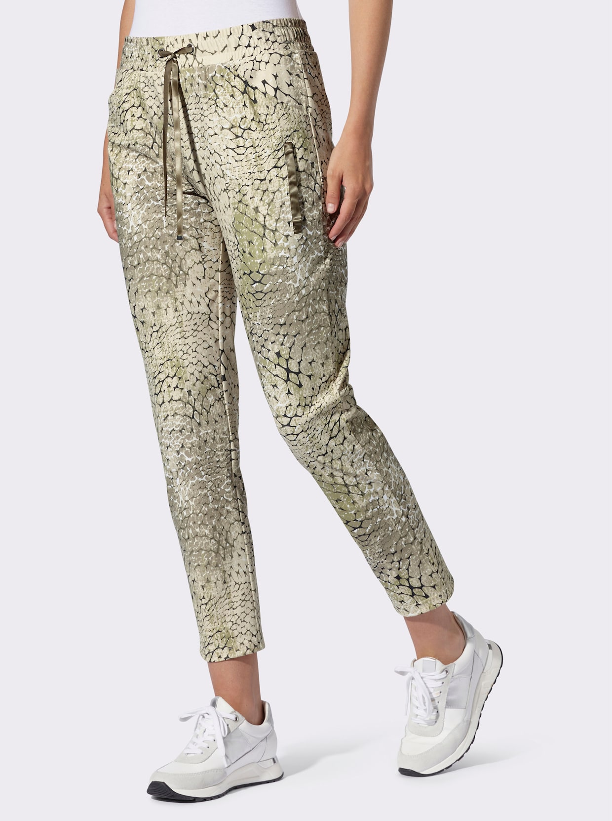heine Jerseyhose - khaki-sand-bedruckt