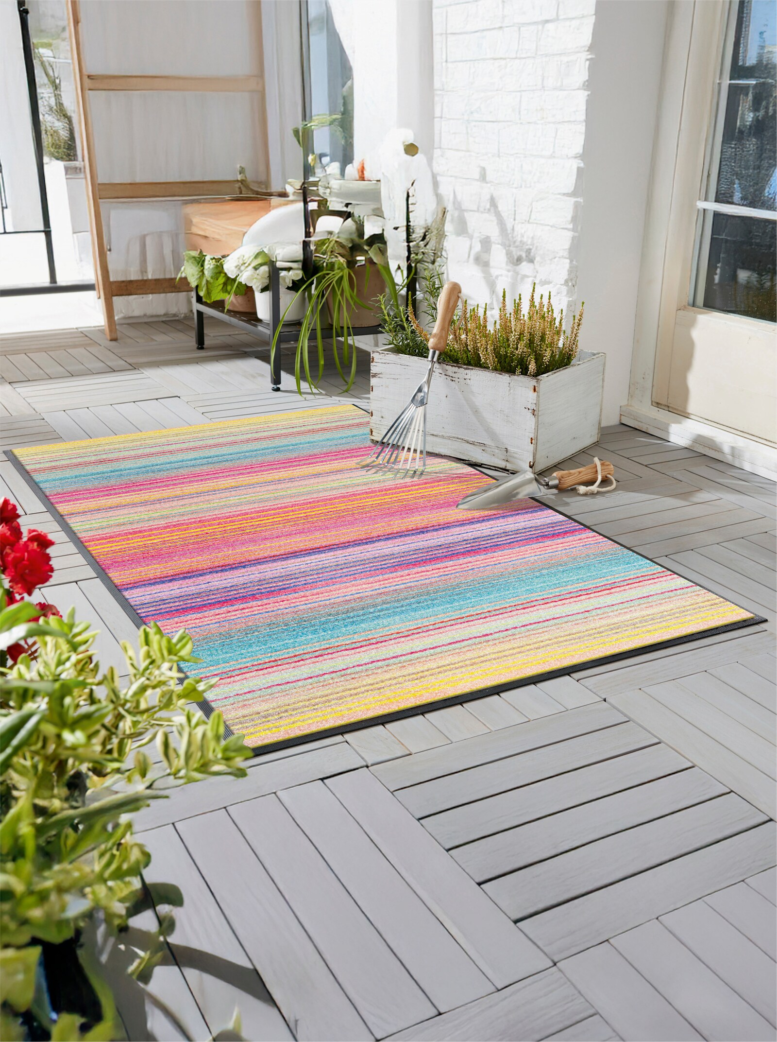 wash+dry by Kleen-Tex Fußmatte - rosé-blau-gestreift