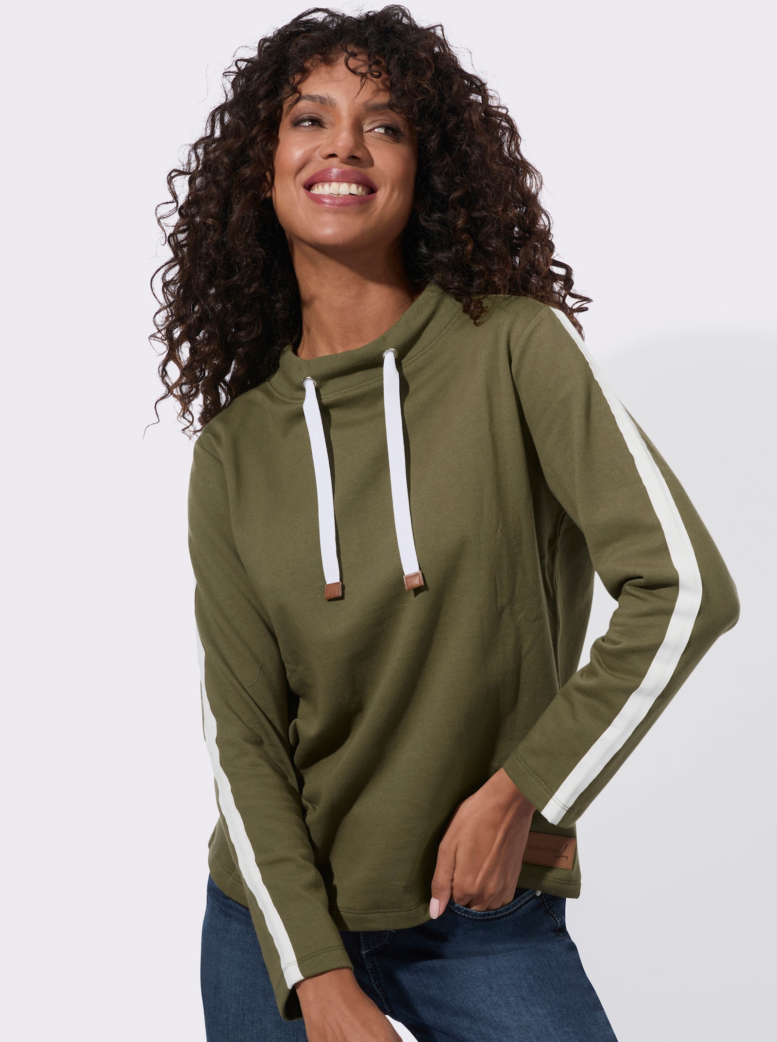  Sweatshirt mit Stehkragen - oliv