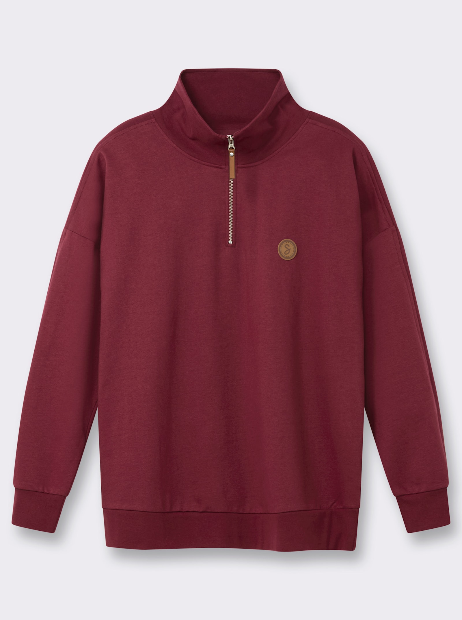 sheego Sweatshirt mit Troyerkragen - bordeaux