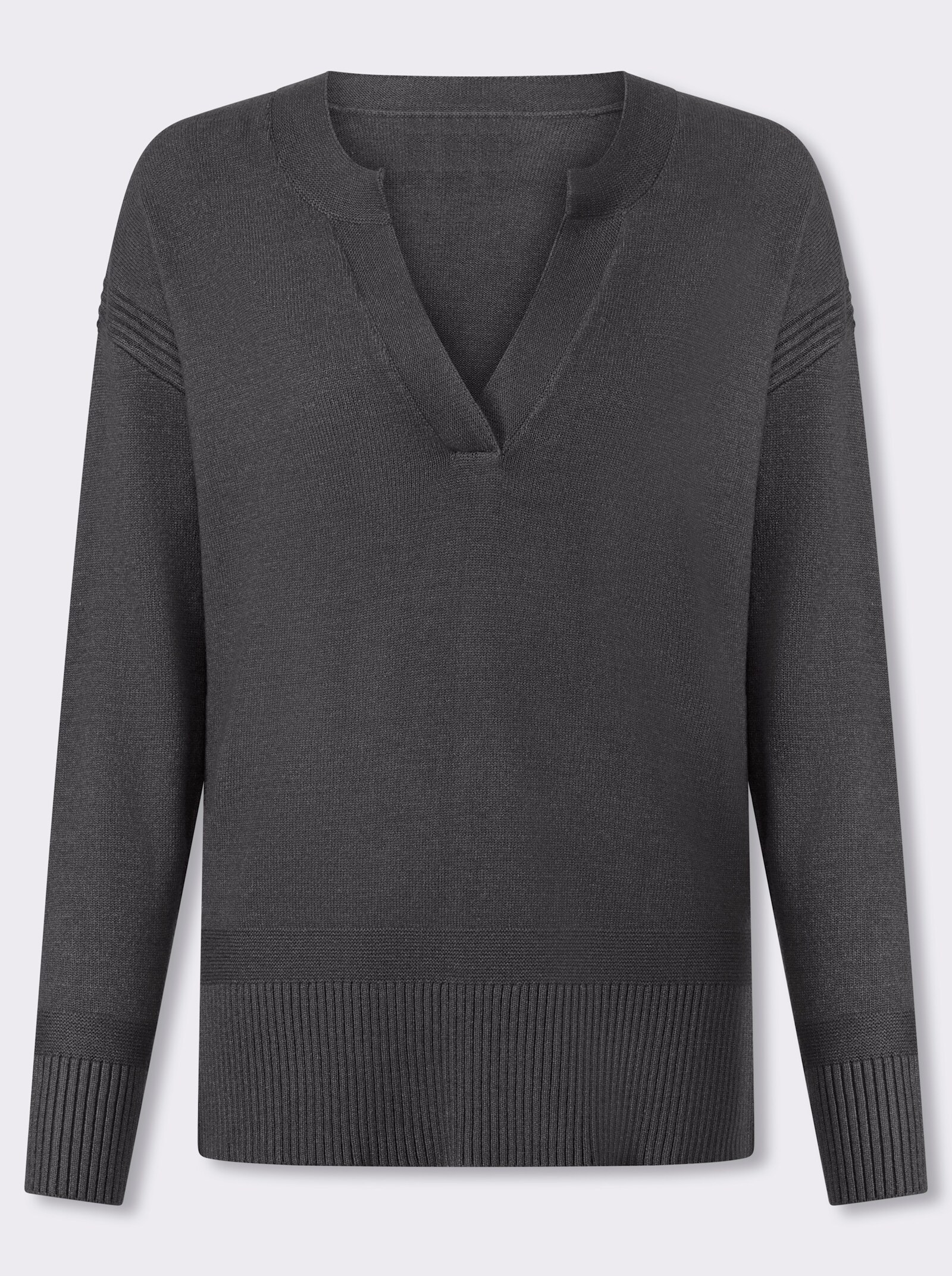 heine Pullover mit Seitenschlitzen - anthrazit-meliert