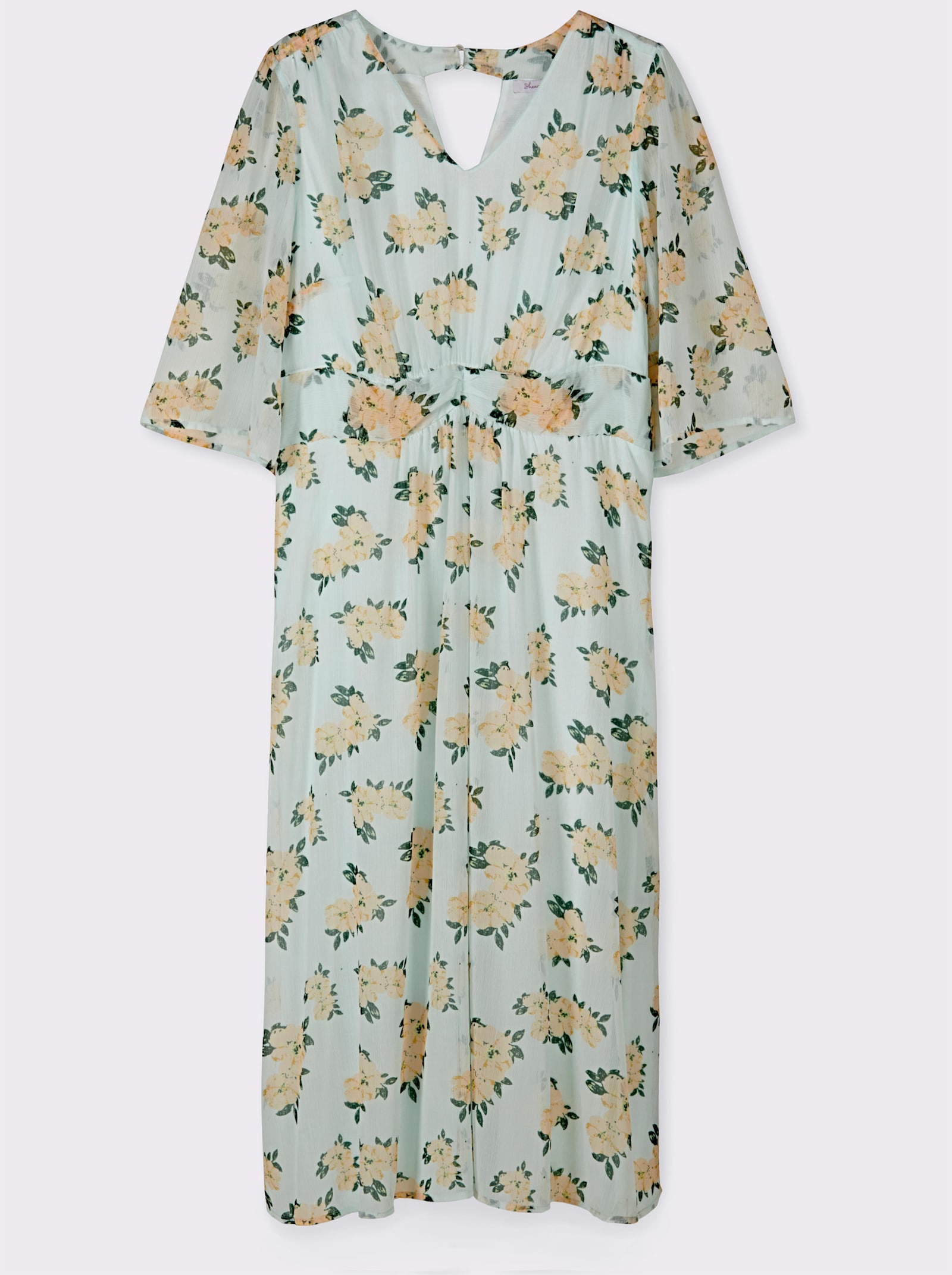sheego Chiffonkleid mit Blumenprint - zartmint-apricot-gemustert
