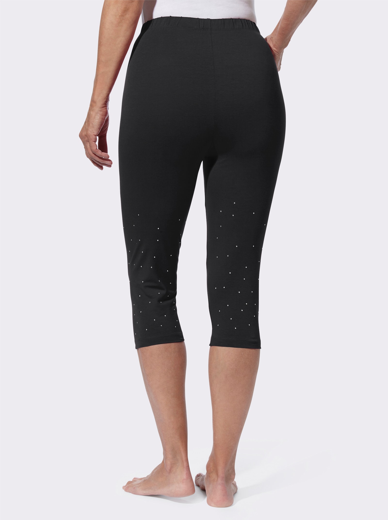 Caprileggings mit Zierplättchen am Bein - schwarz