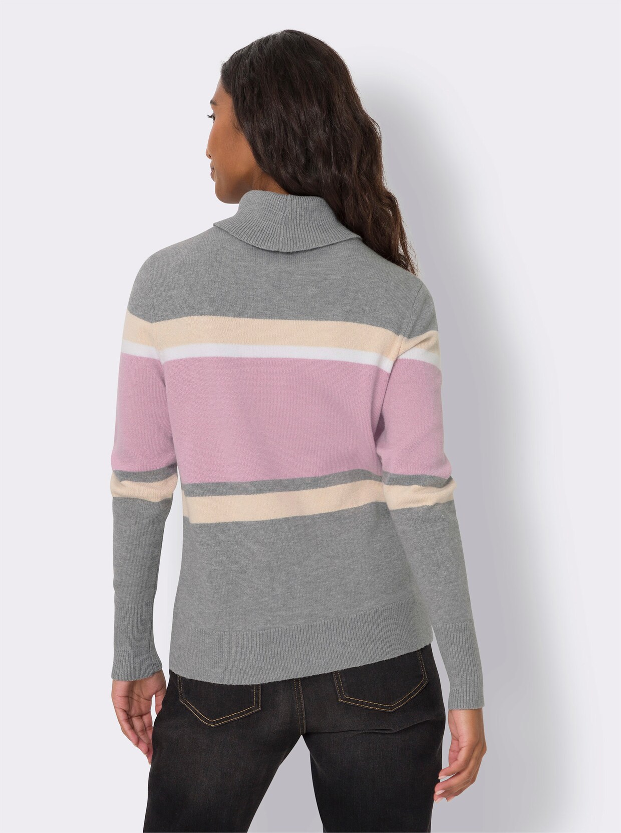 heine Streifenpullover - grau-rosé-geringelt