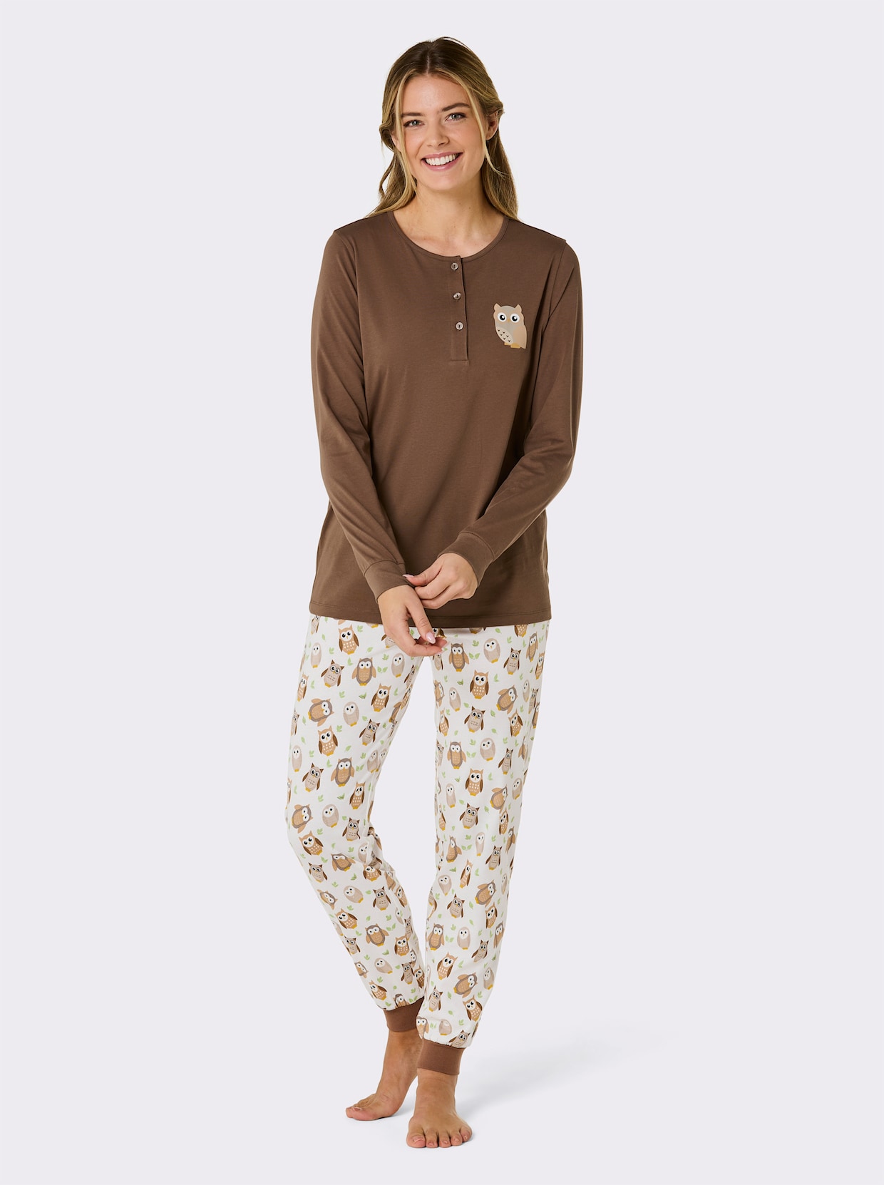 wäschepur Pyjama - bruin/ecru geprint