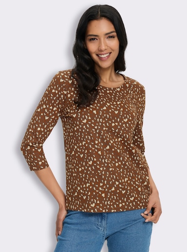 3/4-Arm-Shirt im Mustermix - cognac-sand-bedruckt