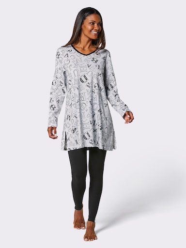 wäschepur Schlafanzug mit Letterprint und Galonstreifen - weiß-schwarz-bedruckt