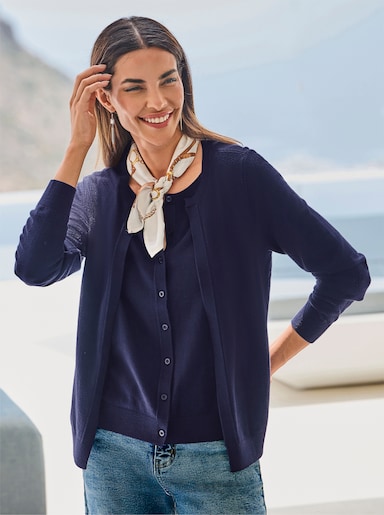 heine Strickjacke in 2-in-1-Optik - marine