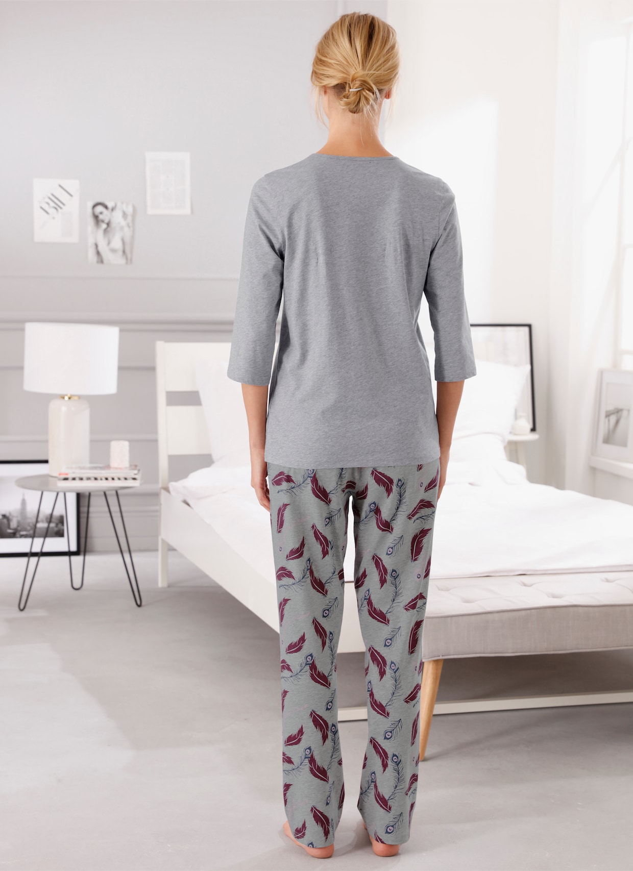Pyjamasbyxa - ljusgrå, melerad