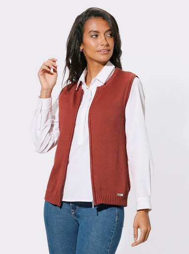 Strickweste mit Reißverschluss - rostrot